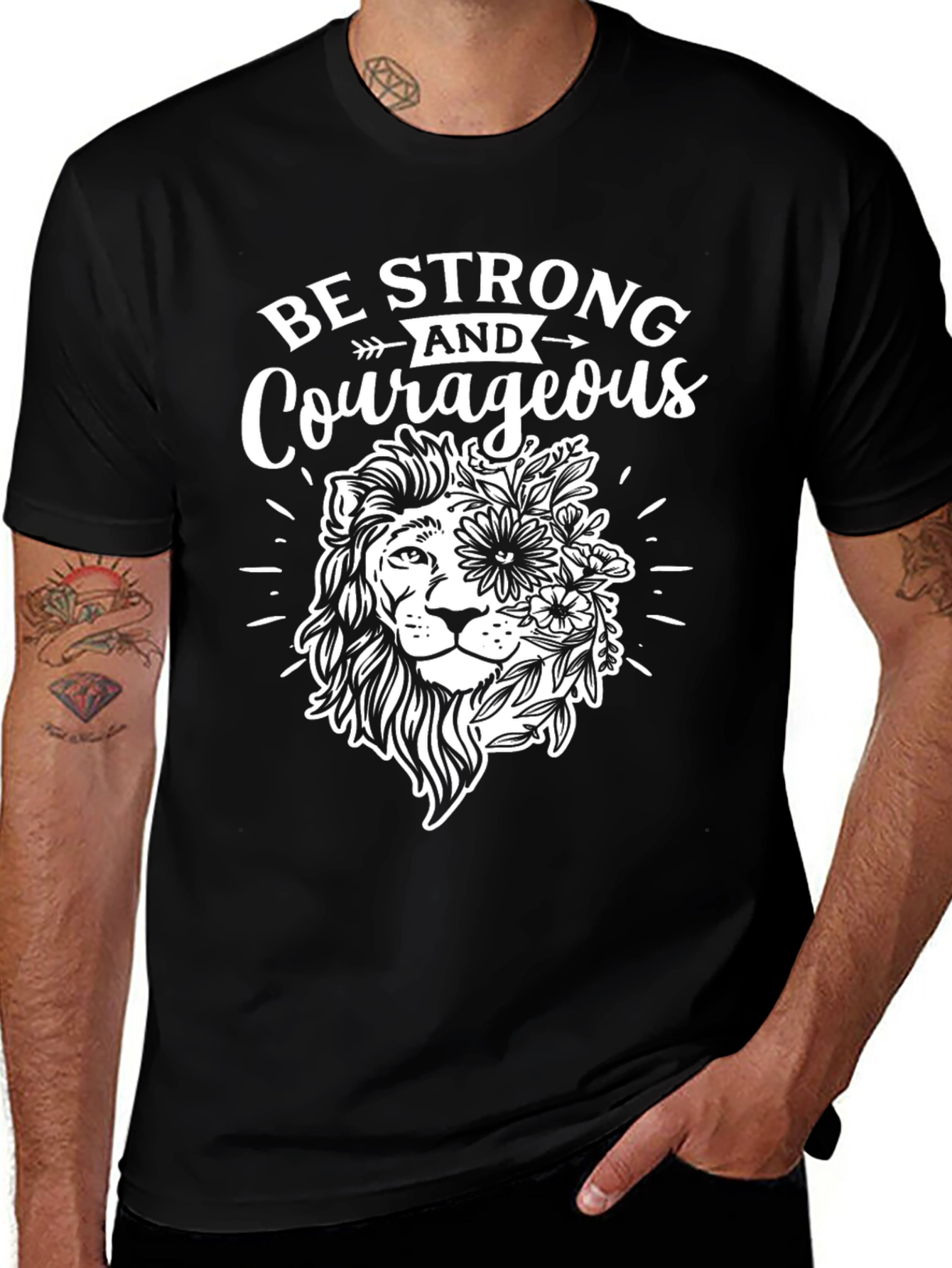 Be Strong and Courageous Lion Graphic Tee