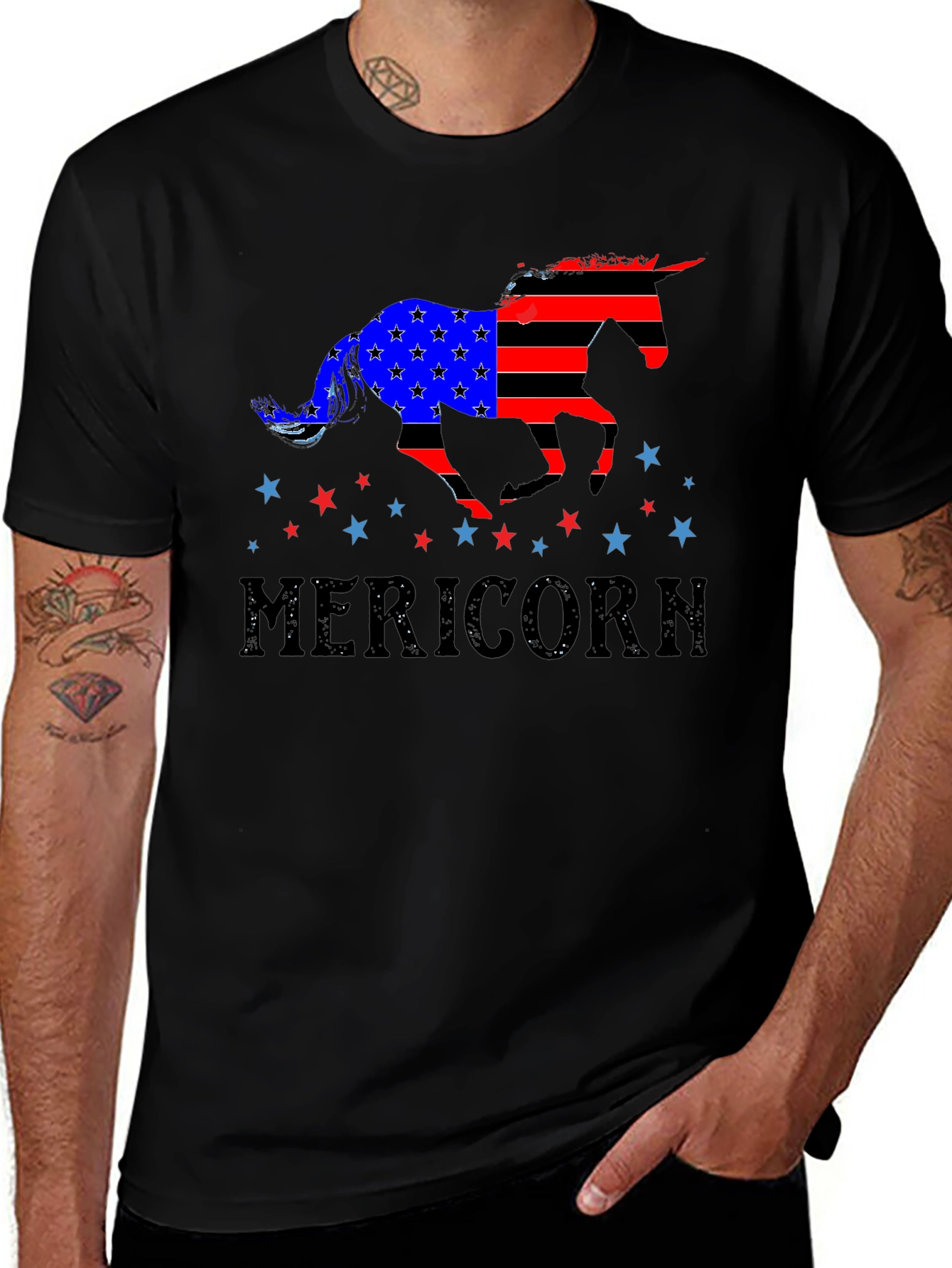 Black Patriotic Mericorn T-Shirt main image