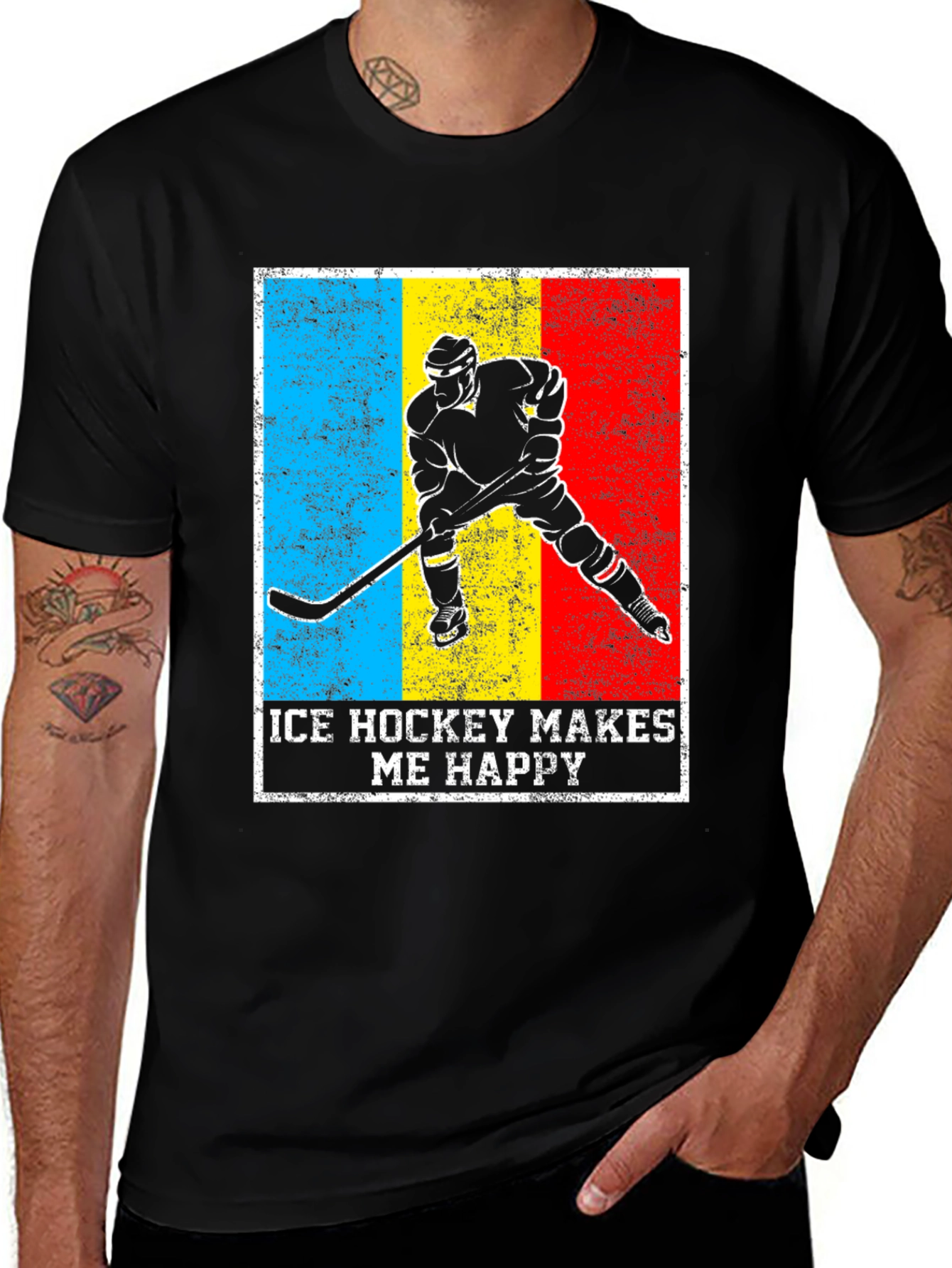 Variant 10 of Ice Hockey Makes Me Happy Graphic Tee