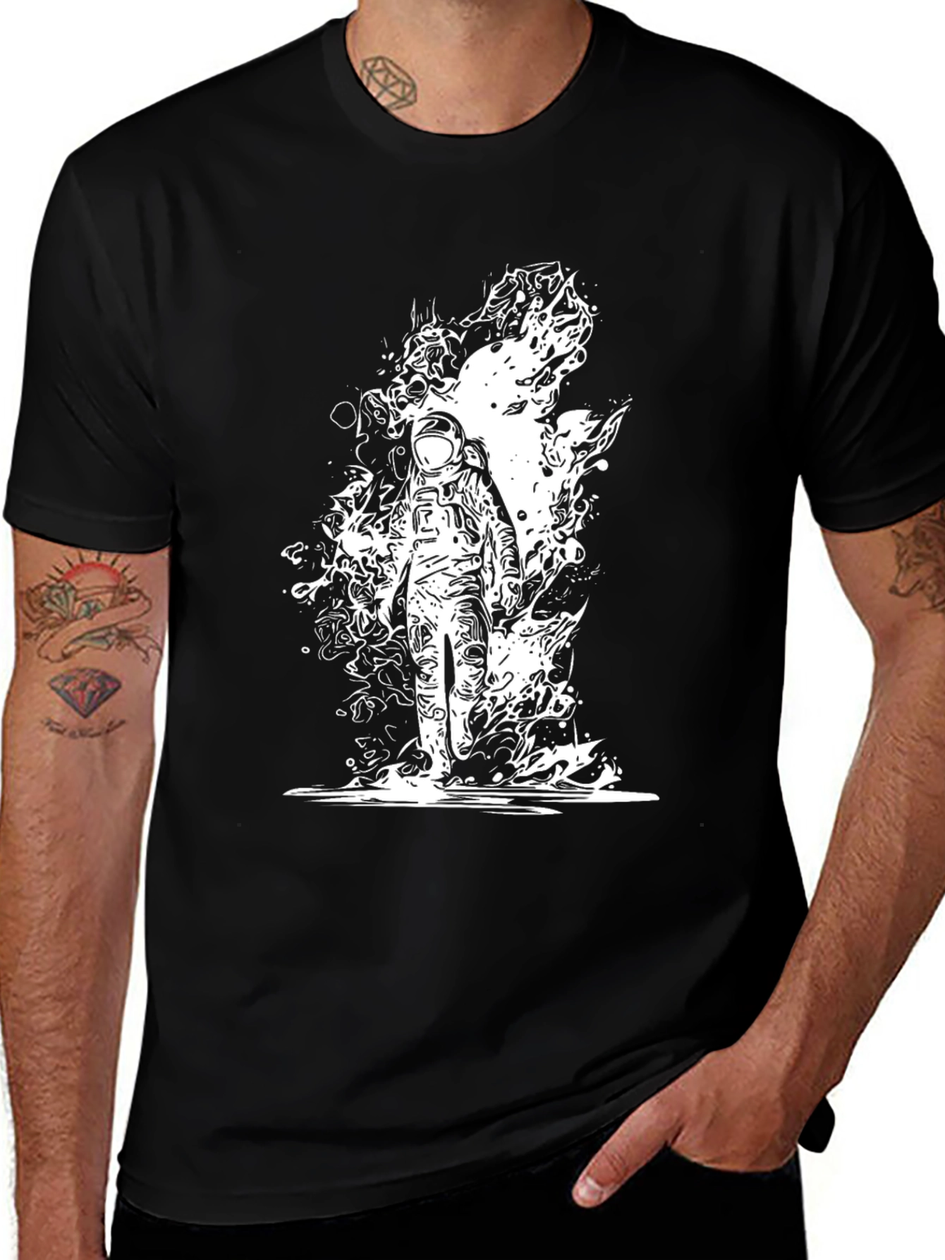 Variant 30 of Astronaut Graphic Tee - Black Cotton T-Shirt