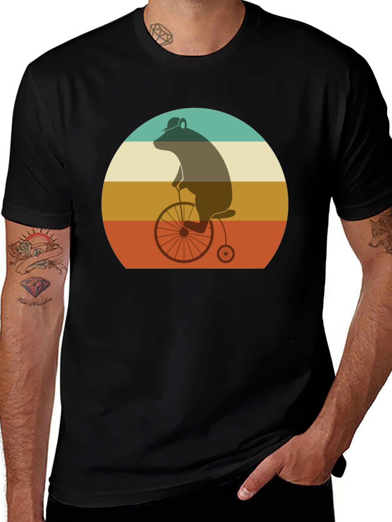 Variant 24 of Retro Bear on Bicycle Graphic T-Shirt