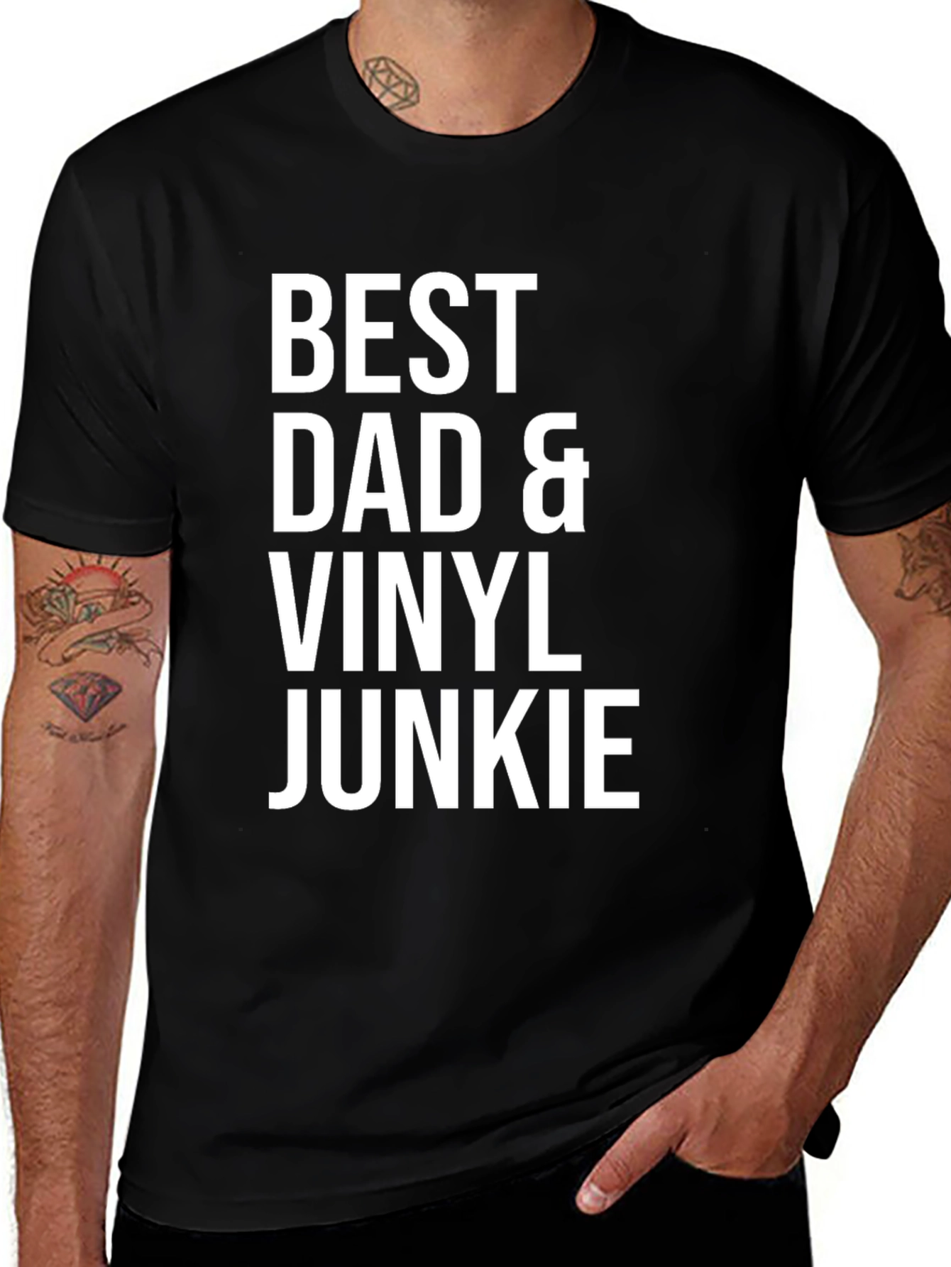 Variant 22 of Best Dad & Vinyl Junkie Black T-Shirt
