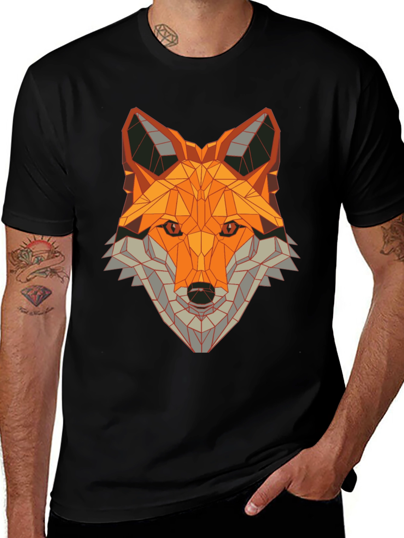 Variant 28 of Geometric Fox Graphic Tee - Modern Animal Print Shirt