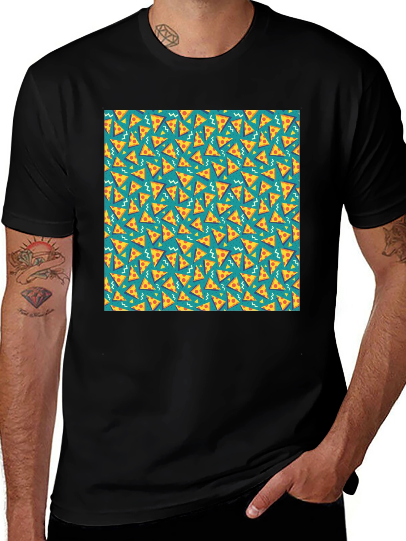 Variant 17 of Pizza Pattern Graphic Tee