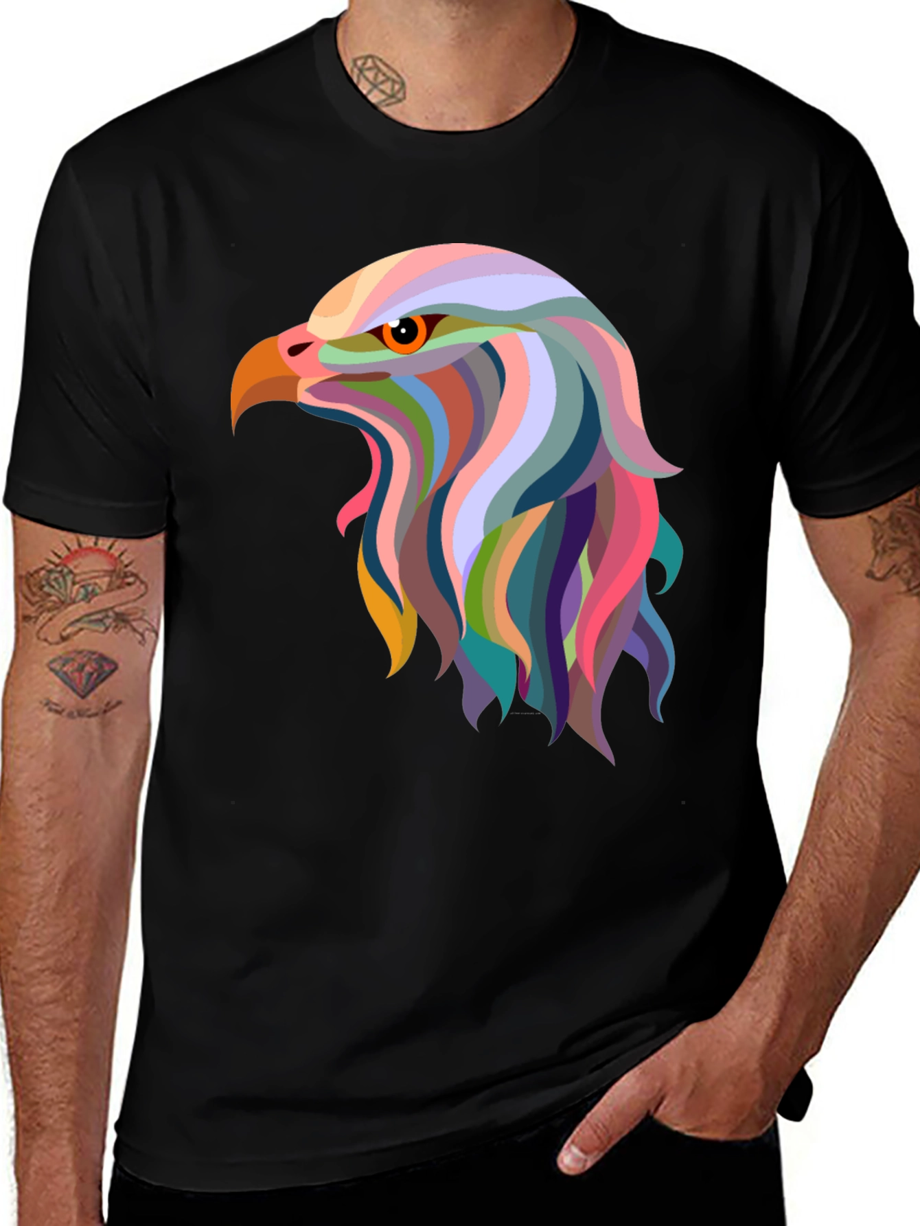 Variant 11 of Bold Eagle Graphic Tee - Stylish Men's Black T-Shirt