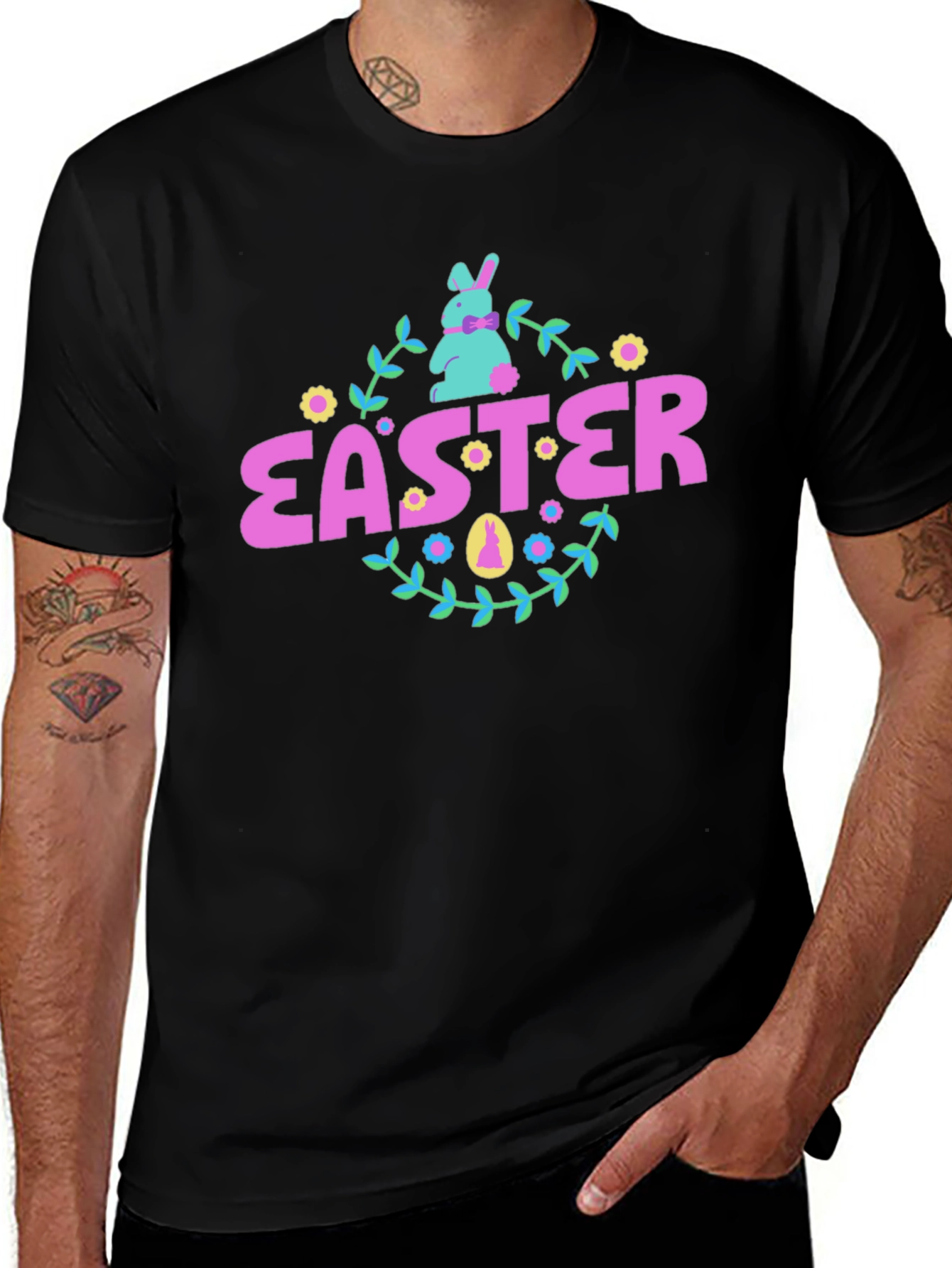 Easter Bunny Floral Graphic T-Shirt