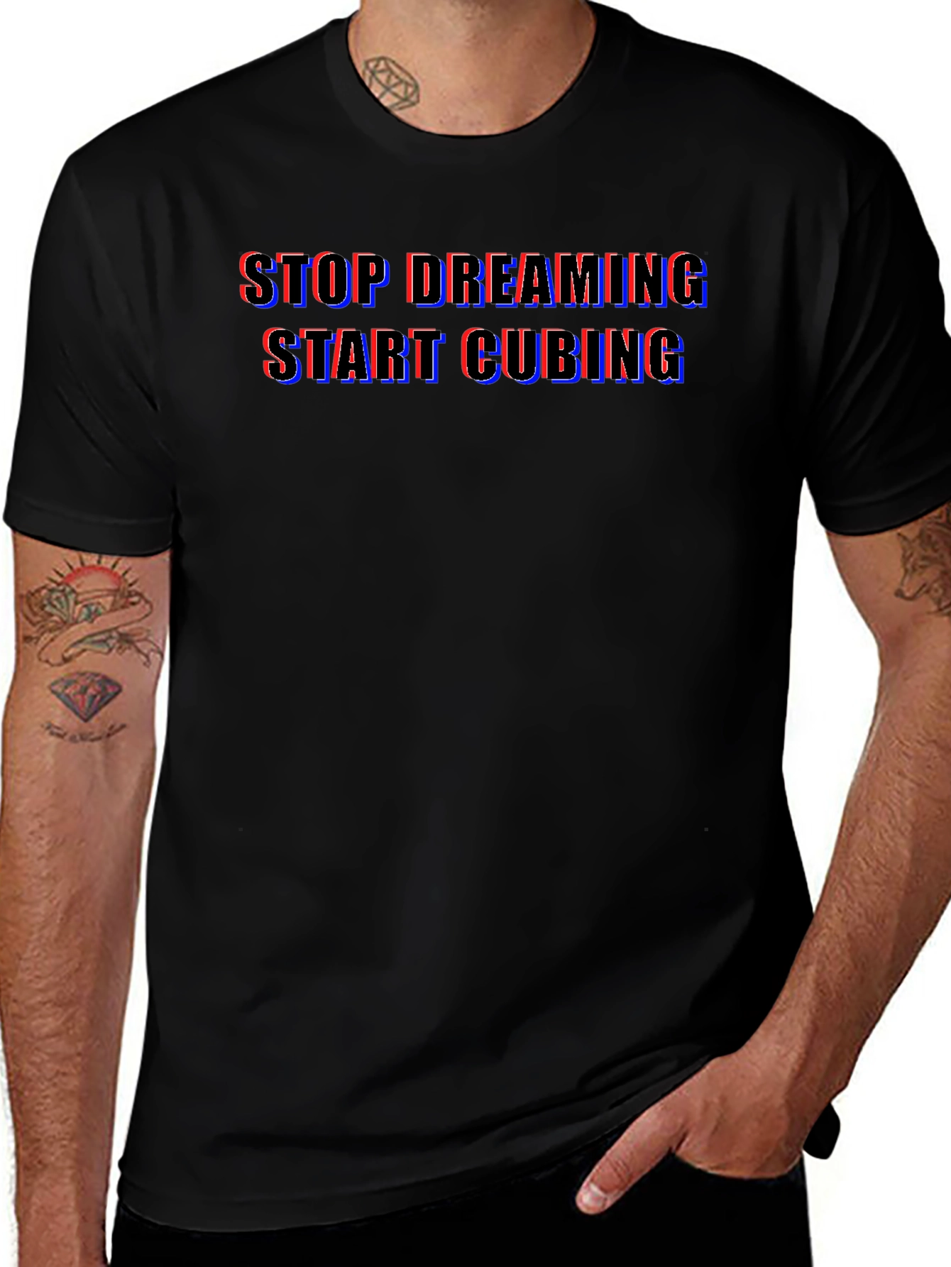 Variant 17 of Stop Dreaming Start Cubing Black T-Shirt