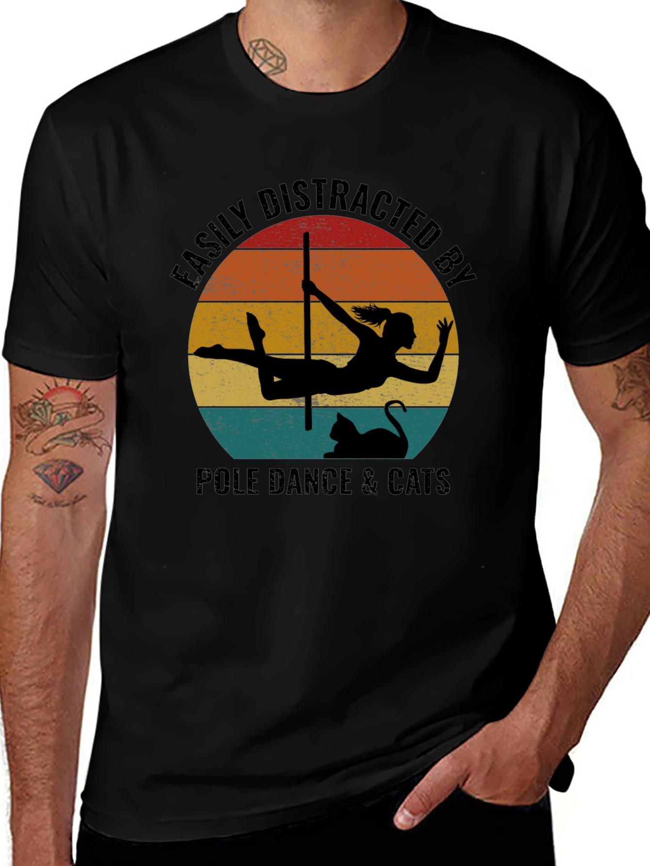 Variant 10 of Easily Distracted By Pole Dance & Cats T-Shirt