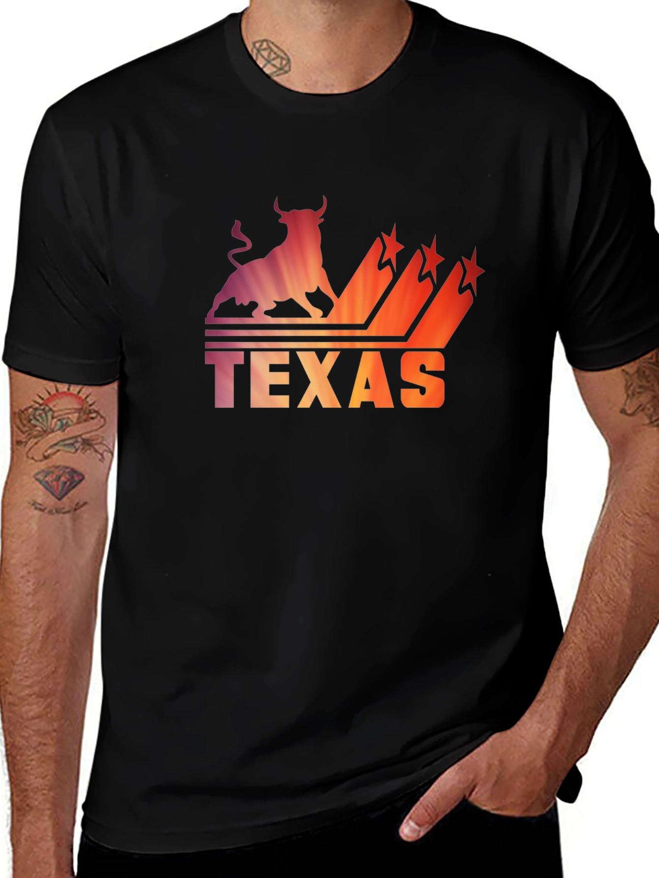 Texas Bull Silhouette Men's Graphic Tee - Black