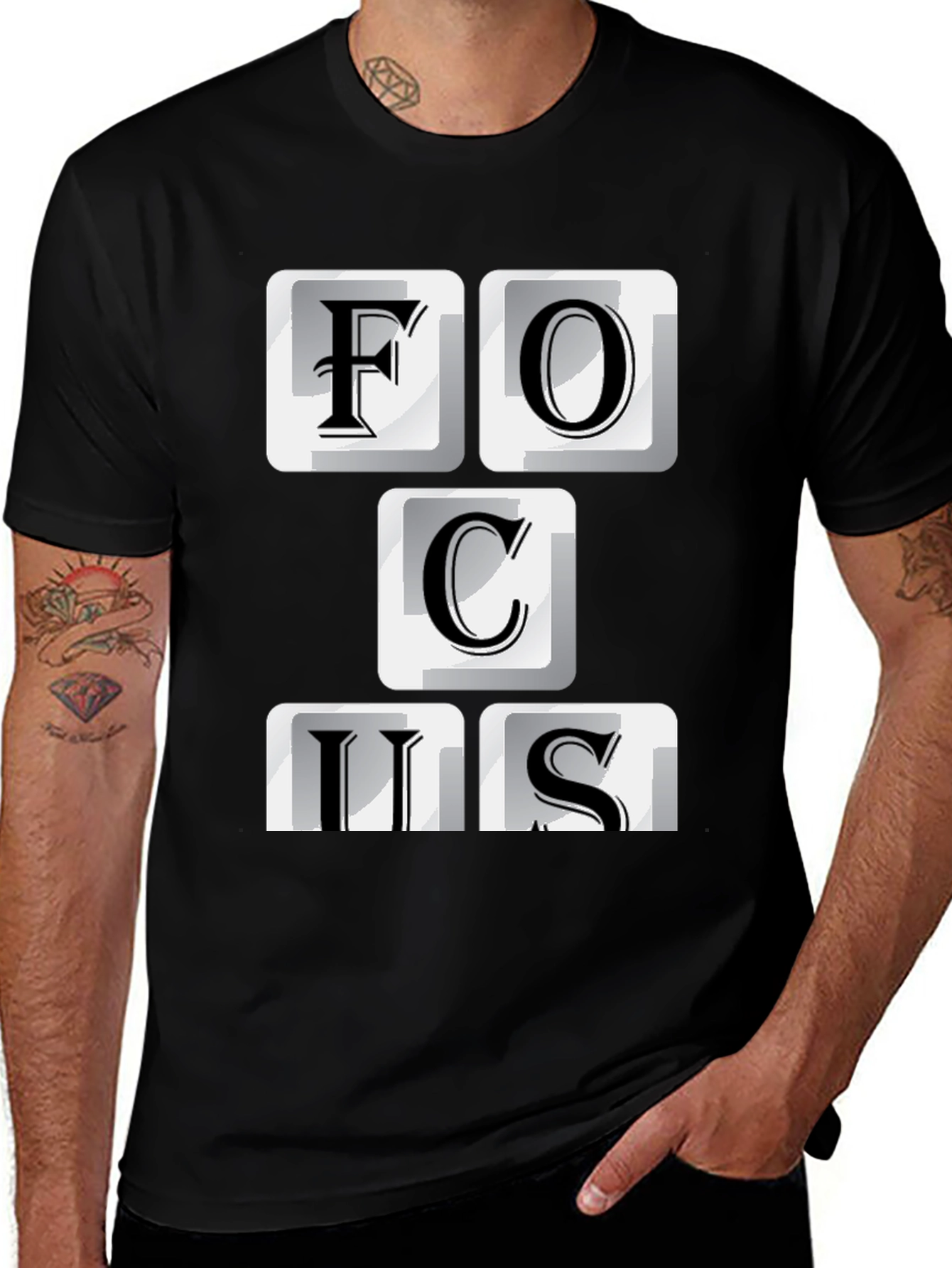 Focus T-Shirt - Funny Keyboard Letter Design