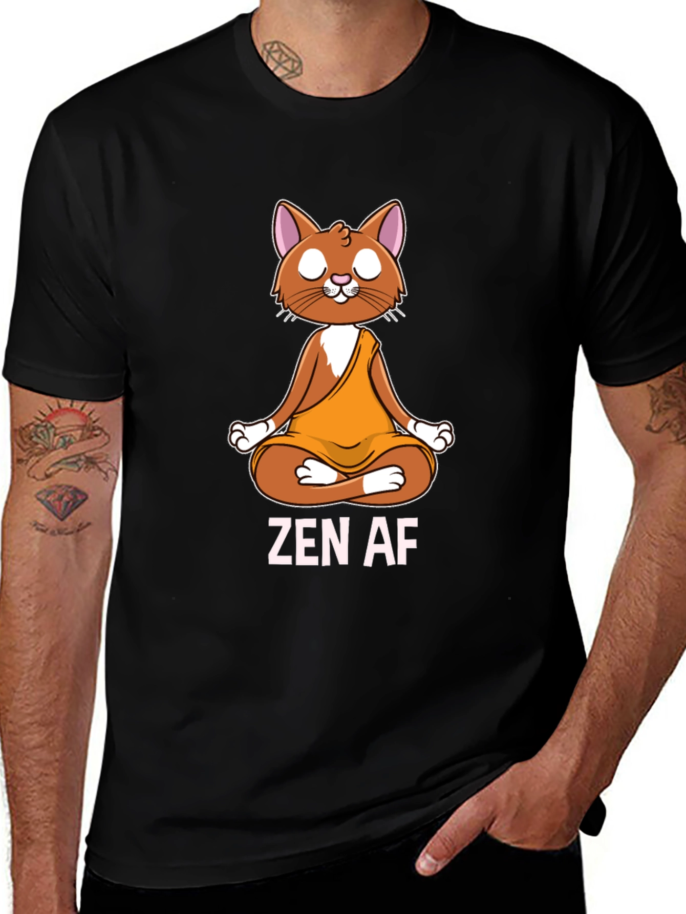 Variant 16 of Zen AF Cat T-Shirt - Meditating Feline Tee