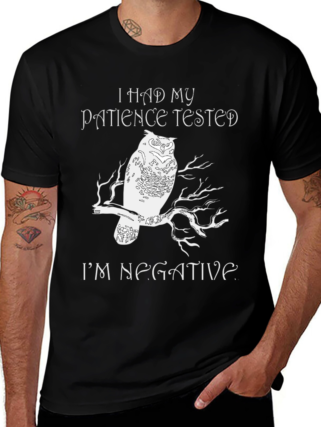 Variant 16 of I Had My Patience Tested Owl Graphic Tee