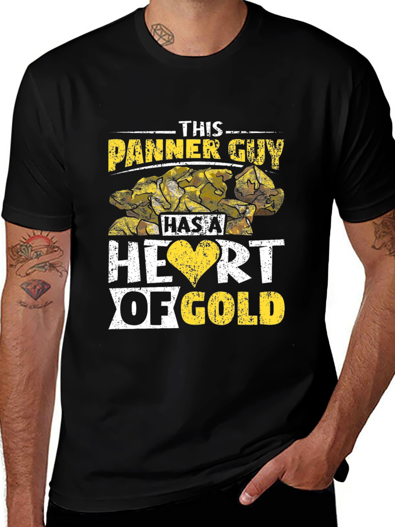 Variant 13 of Panner Guy Heart of Gold Black T-Shirt
