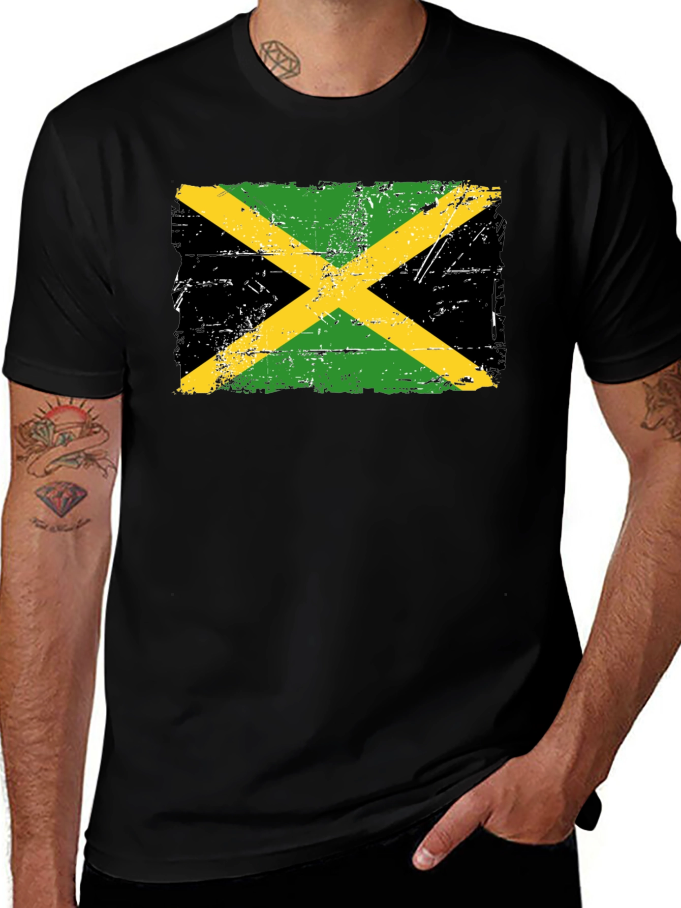 Variant 8 of Jamaica Flag Graphic T-Shirt - Distressed Design