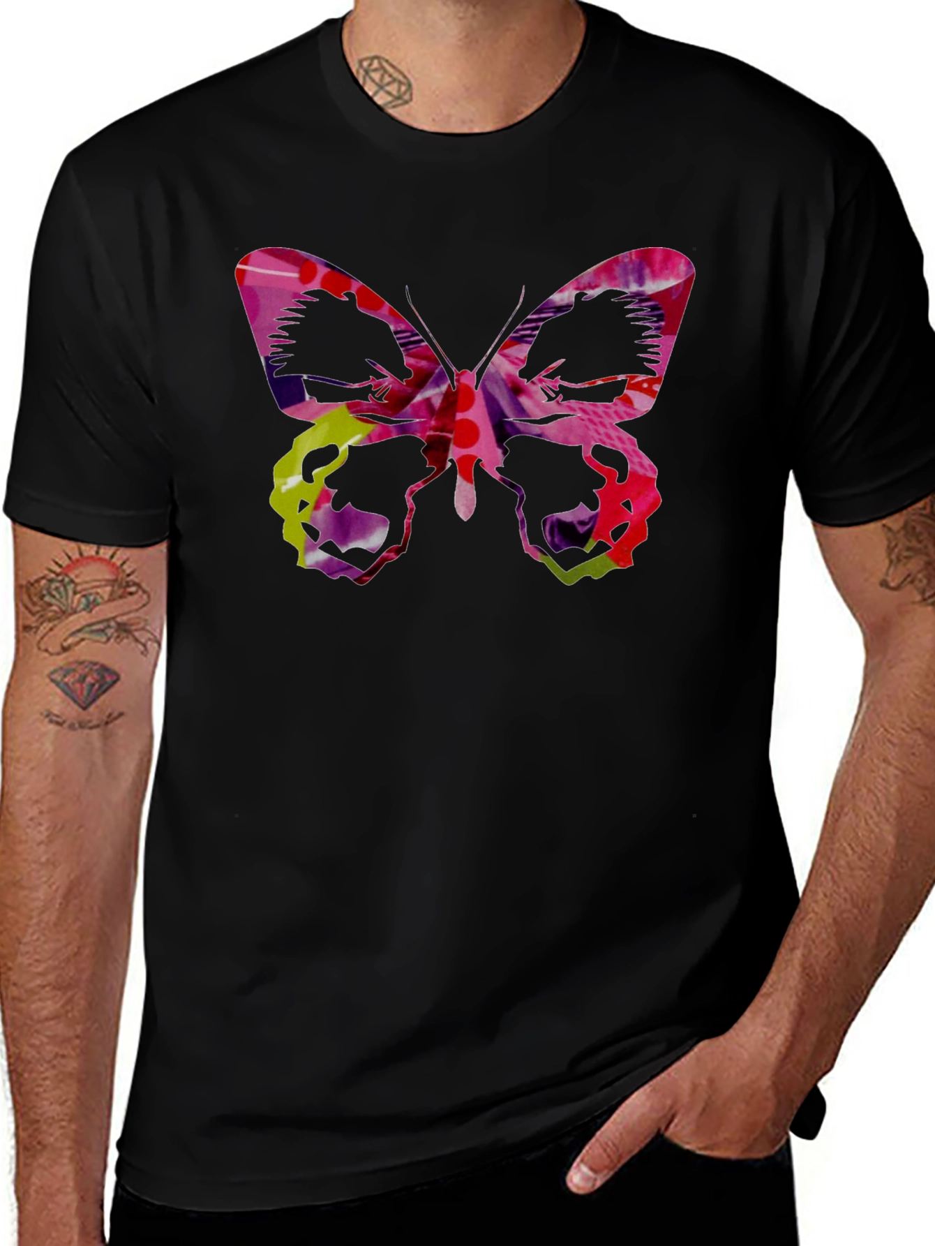 Variant 10 of Butterfly Graphic Black Tee - Artistic Design