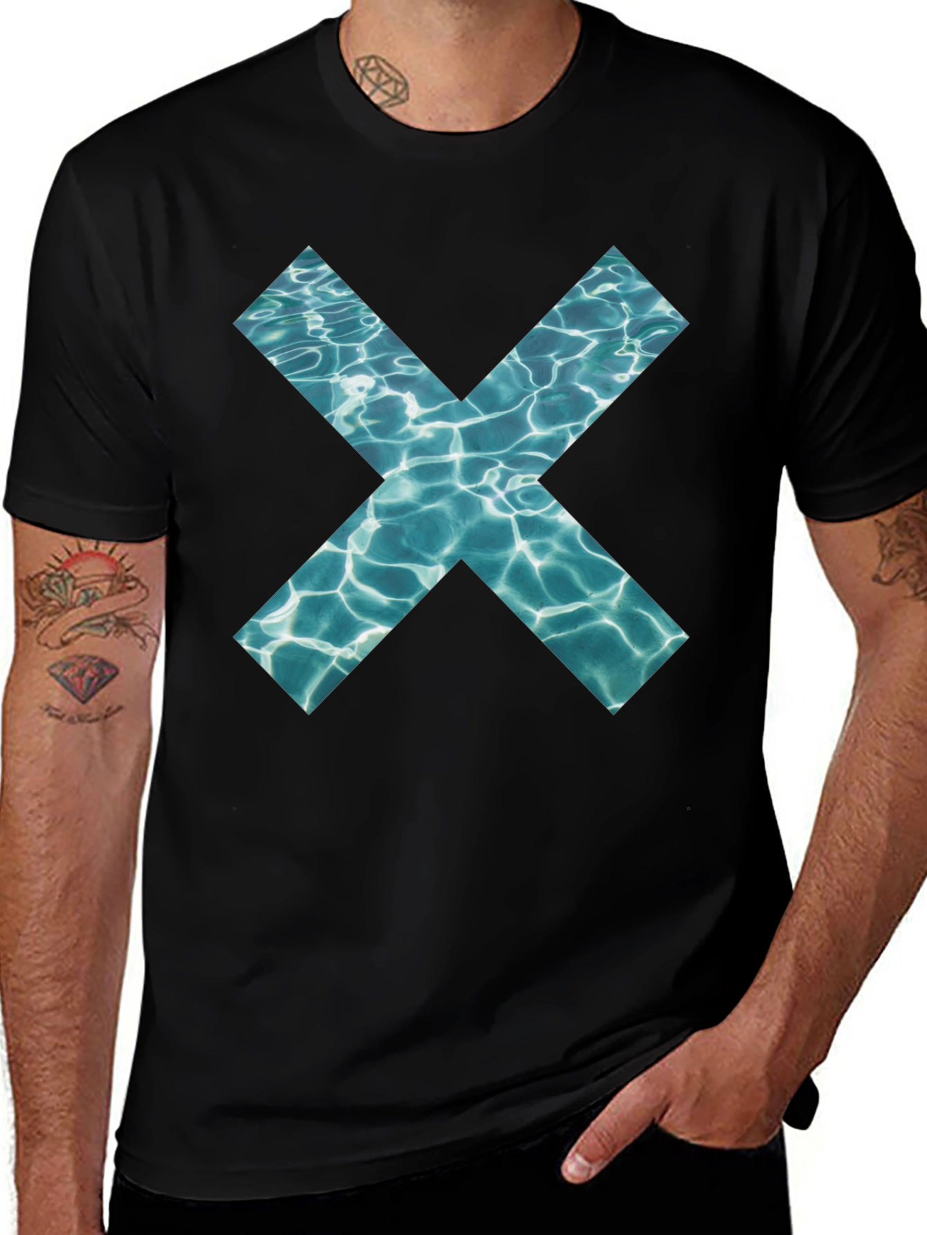Variant 29 of Aqua X Graphic T-Shirt - Men's Black Tee