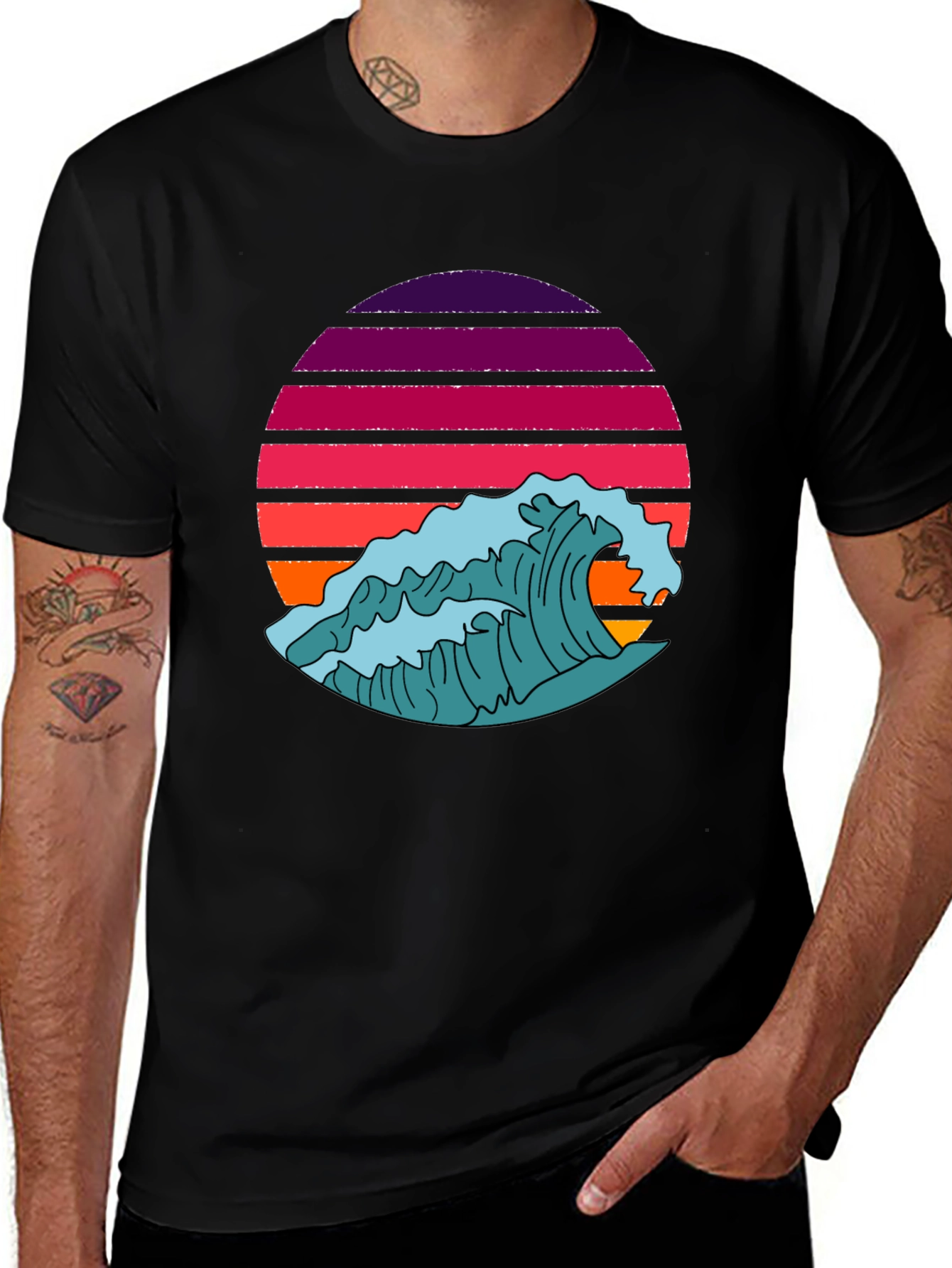 Variant 16 of Retro Wave Sunset T-Shirt -  Vintage Style Tee