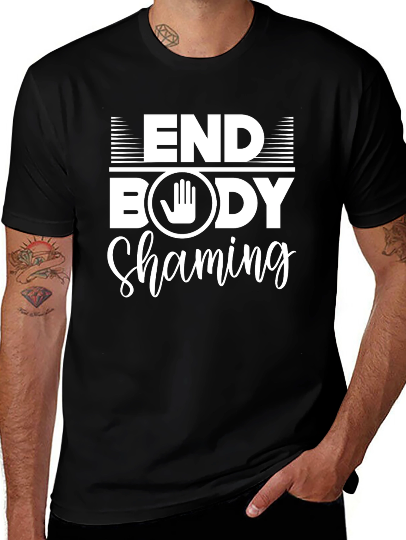 Variant 13 of End Body Shaming Black Graphic T-Shirt