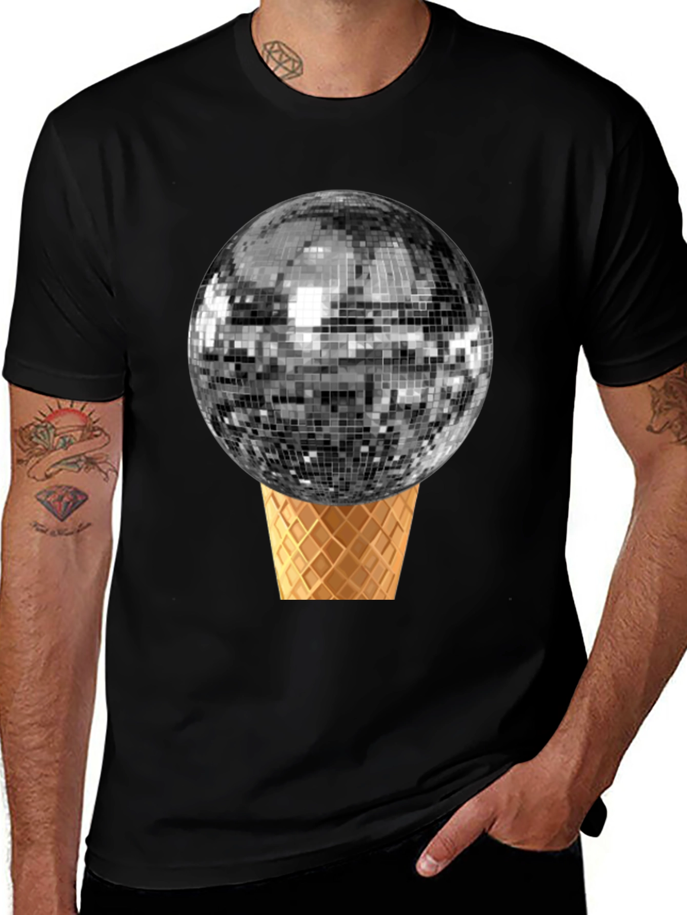 Variant 7 of Disco Ball Ice Cream Cone Graphic Tee