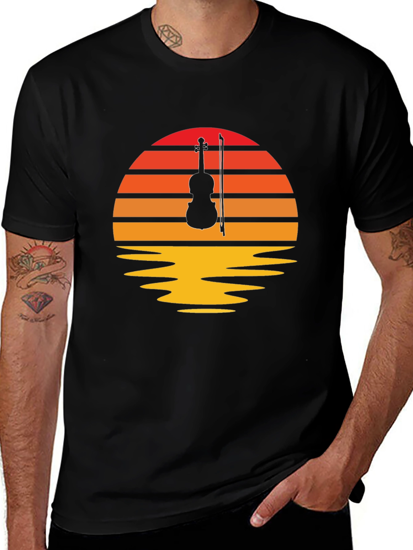 Variant 25 of Violin Sunset Graphic Tee - Musical T-Shirt