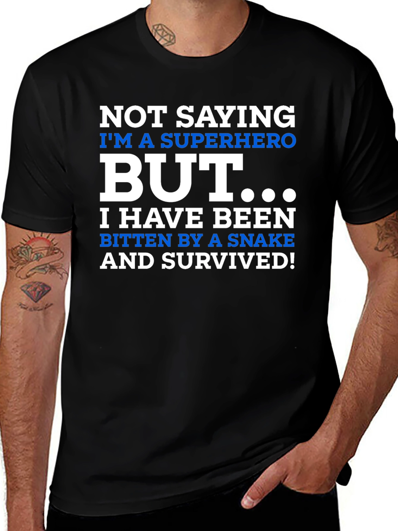 Variant 14 of Superhero Snake Bite Survivor Novelty T-Shirt