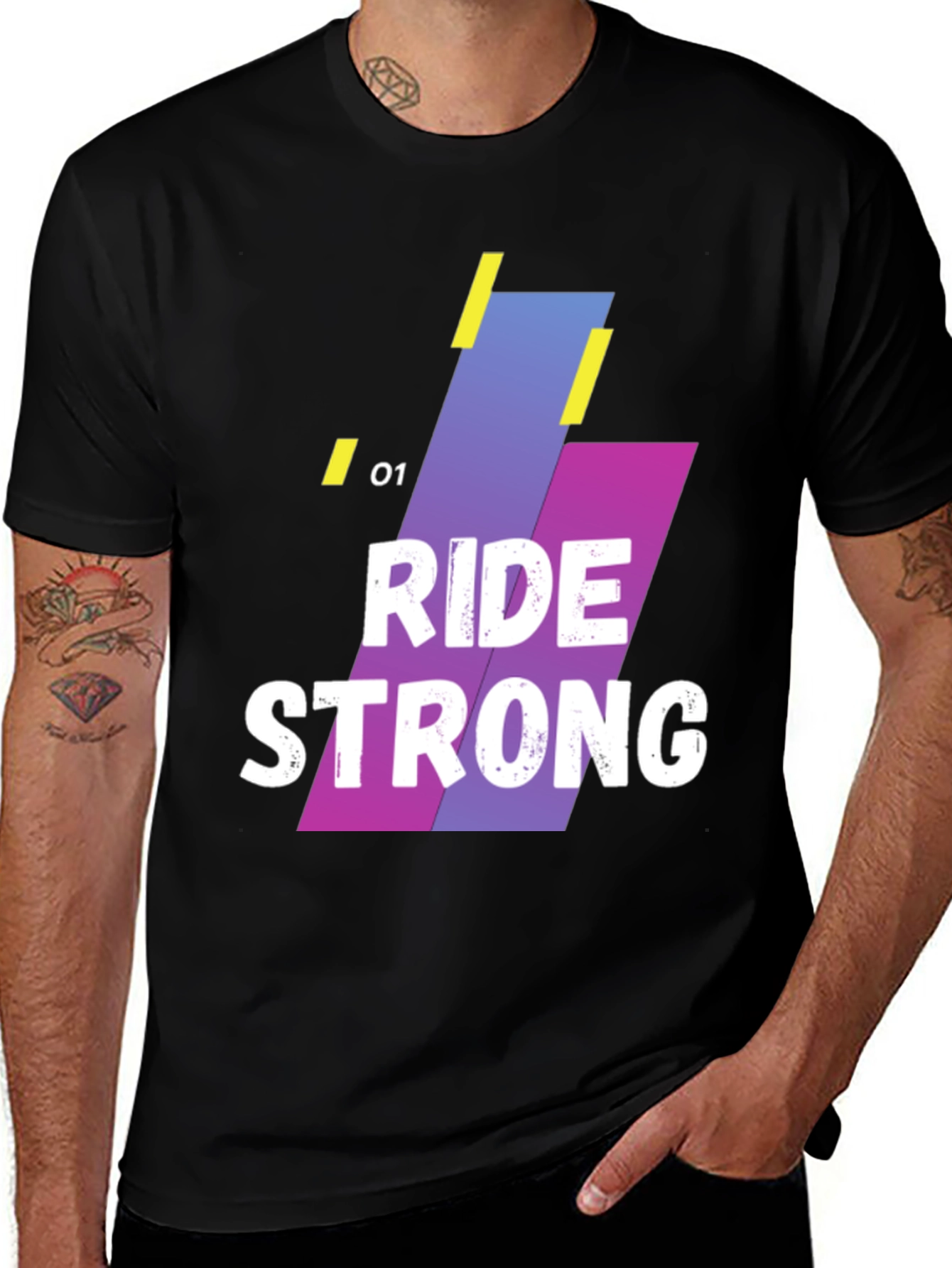 Variant 5 of Ride Strong Graphic T-Shirt - Black Cotton Blend
