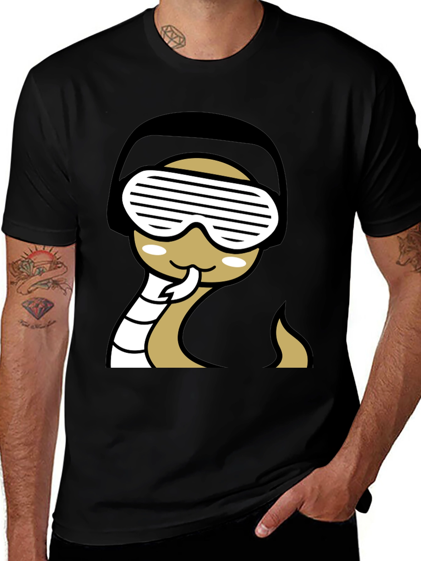 Variant 19 of Cool Snake T-Shirt - Black Graphic Tee
