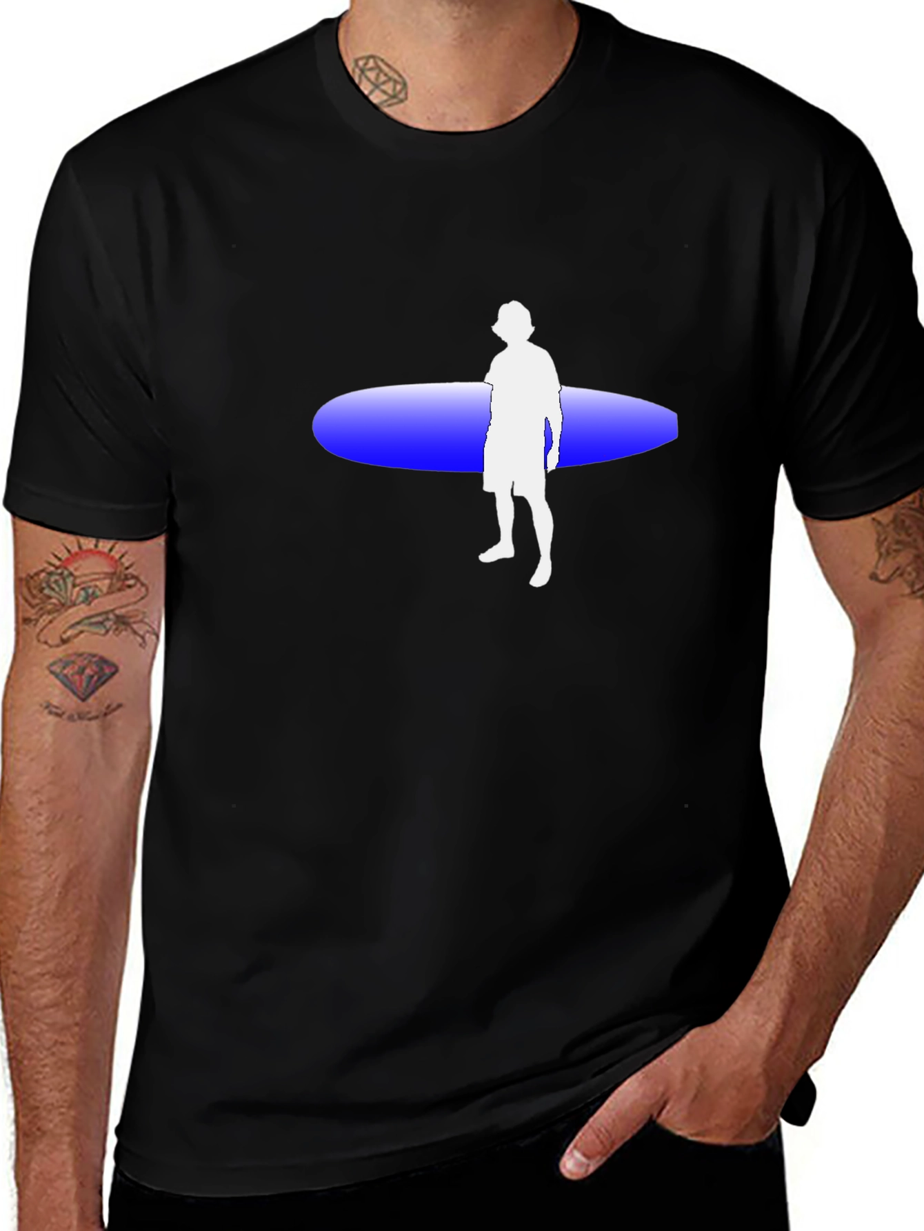Black Surfer Graphic Tee - Black Cotton T-Shirt main image