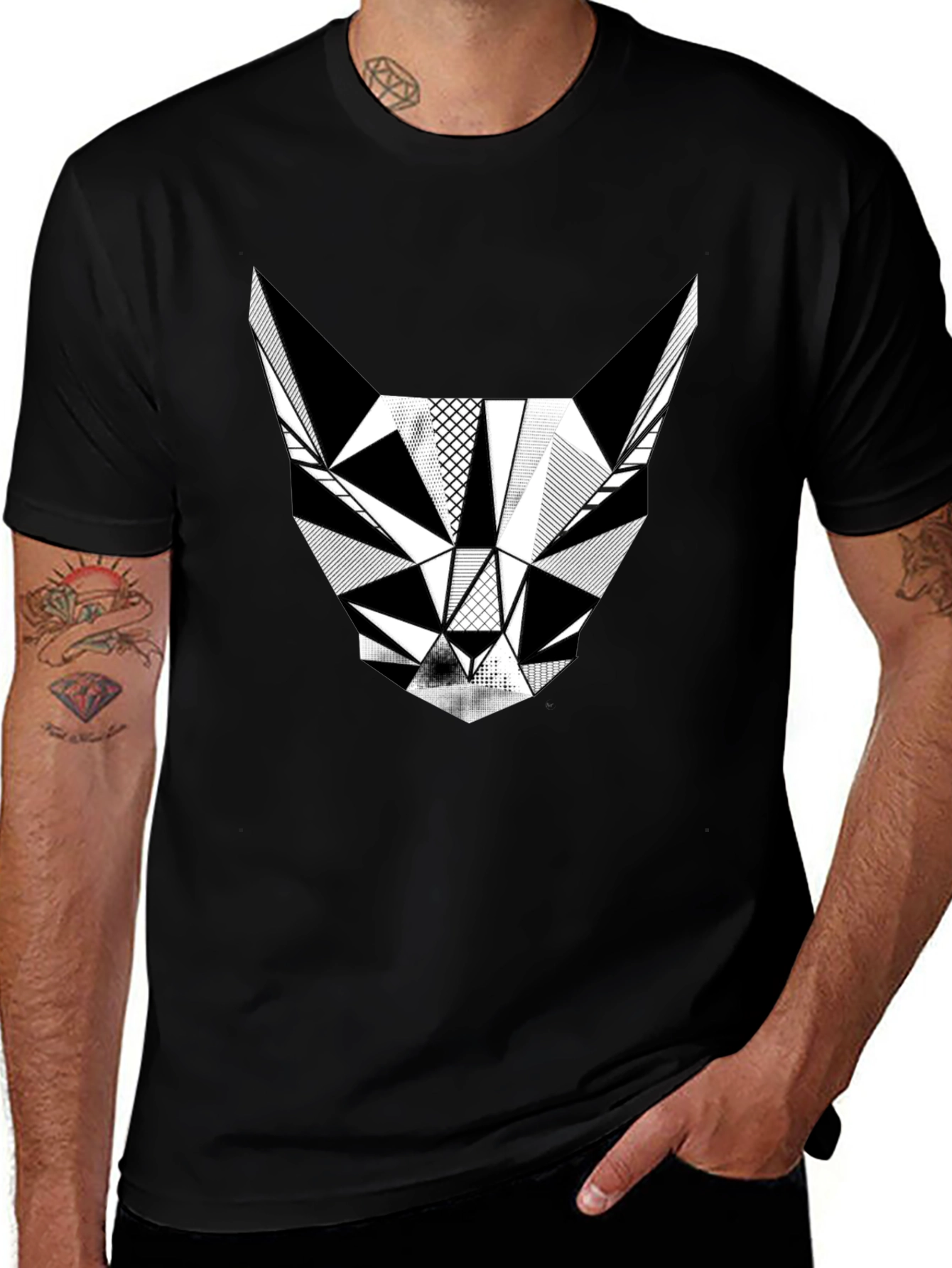 Variant 19 of Geometric Cat T-Shirt - Modern Graphic Tee