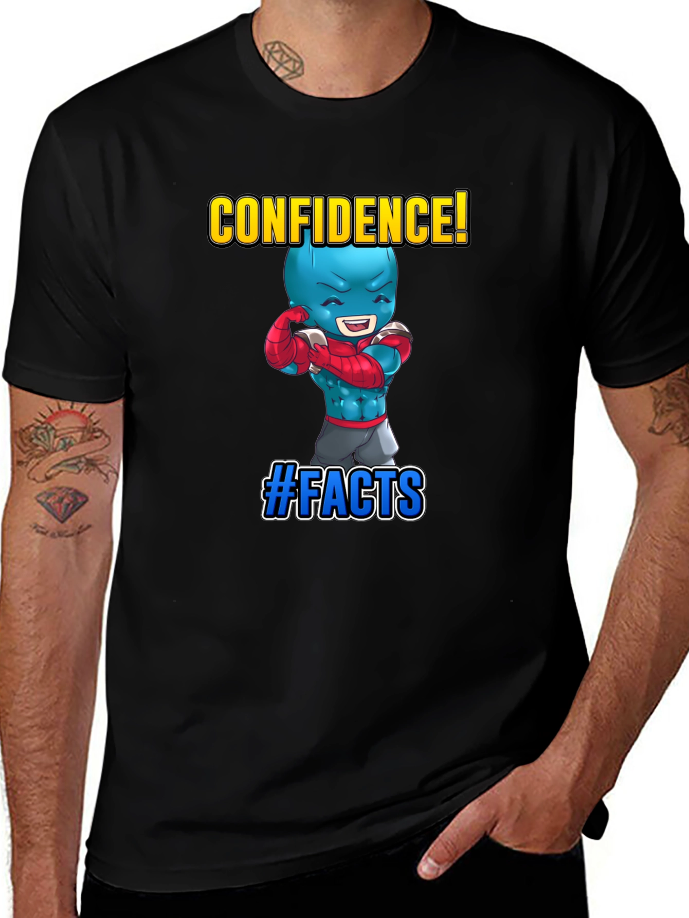 Confidence Facts Cartoon Character Graphic T-Shirt