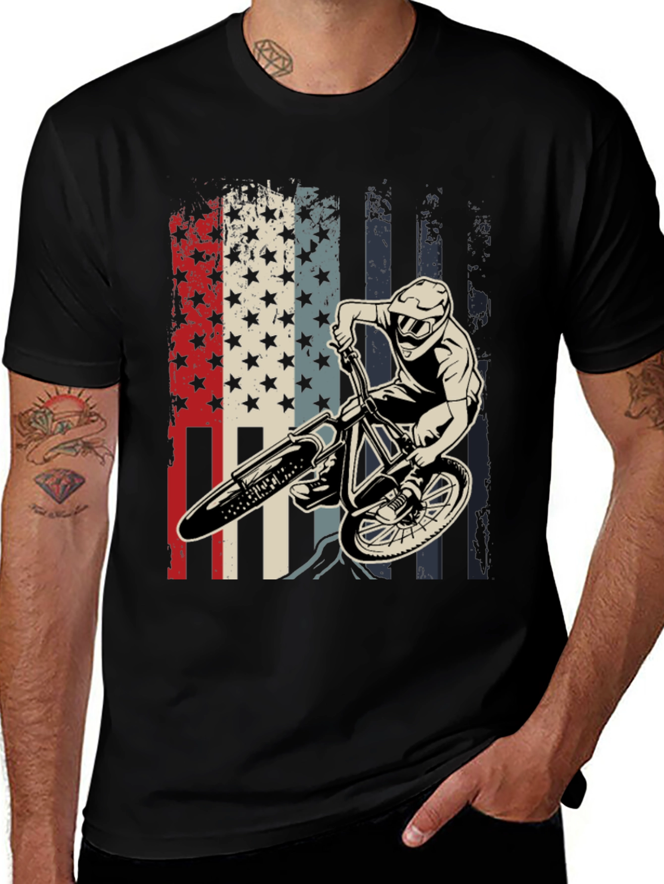 Variant 13 of Patriotic Biker T-Shirt - Stars & Stripes