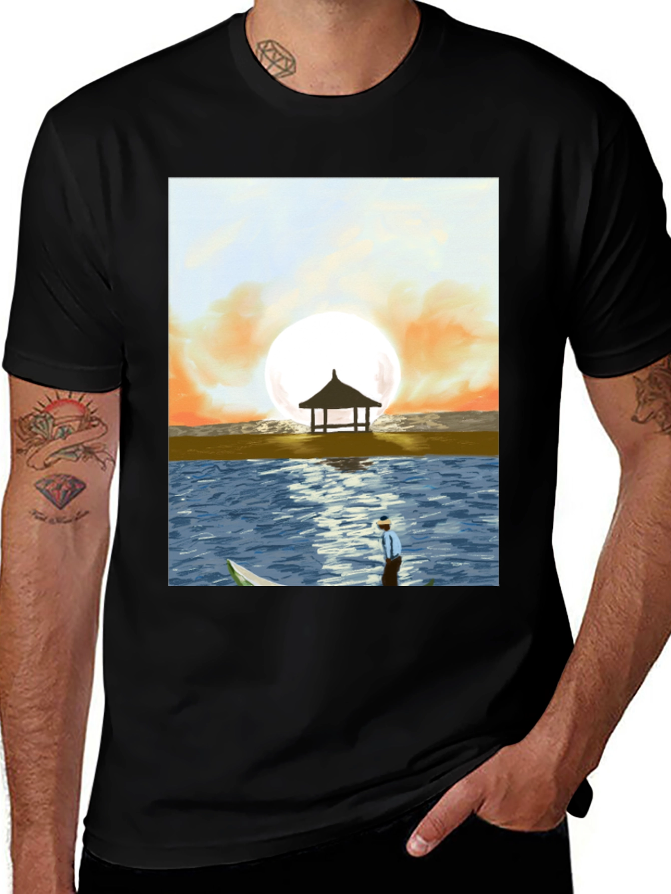 Variant 2 of Sunset Beach Graphic Tee - Stylish Men's T-Shirt