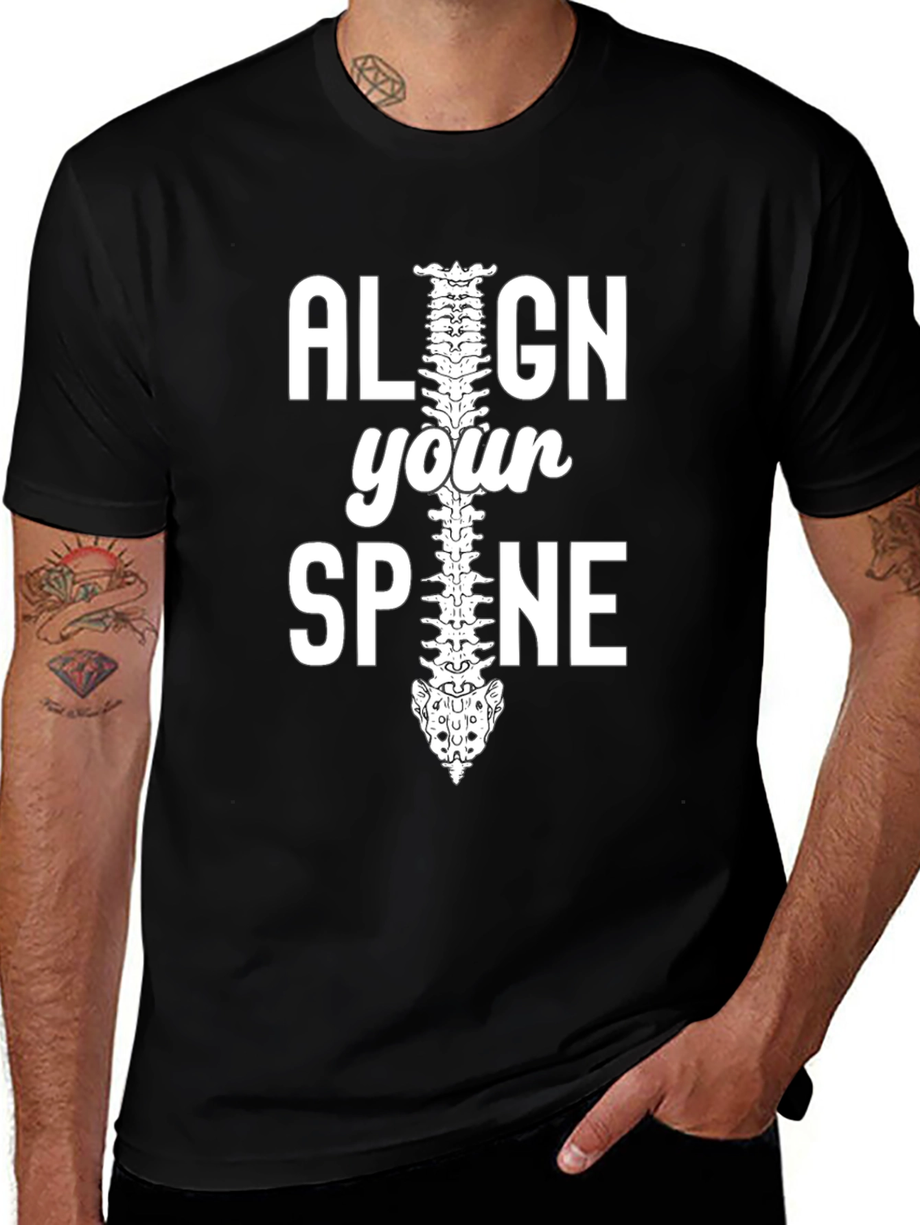 Variant 2 of Align Your Spine Graphic T-Shirt - Chiropractor Gift