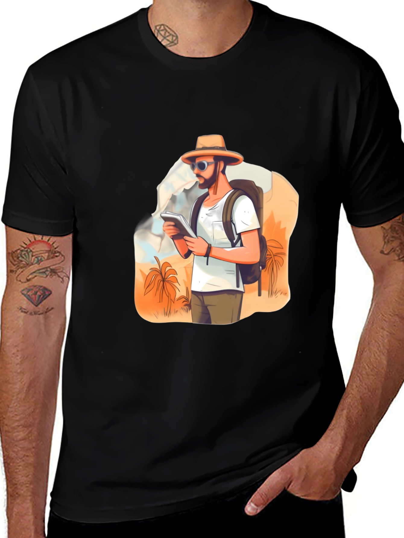 Black Traveler Graphic T-Shirt - Adventure Awaits! main image