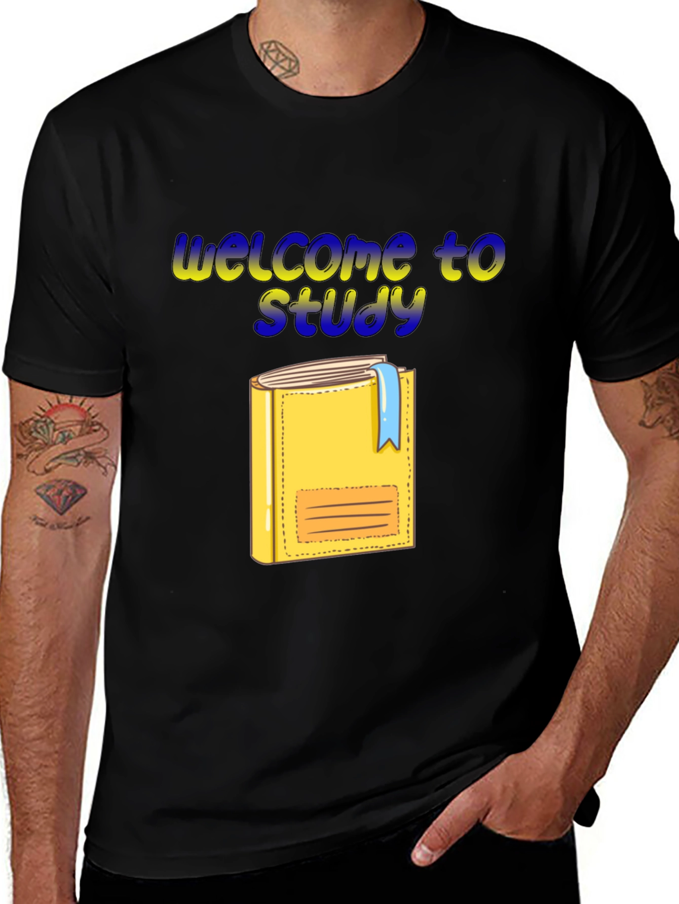 Variant 13 of Welcome to Study Graphic T-Shirt - Black Cotton Tee