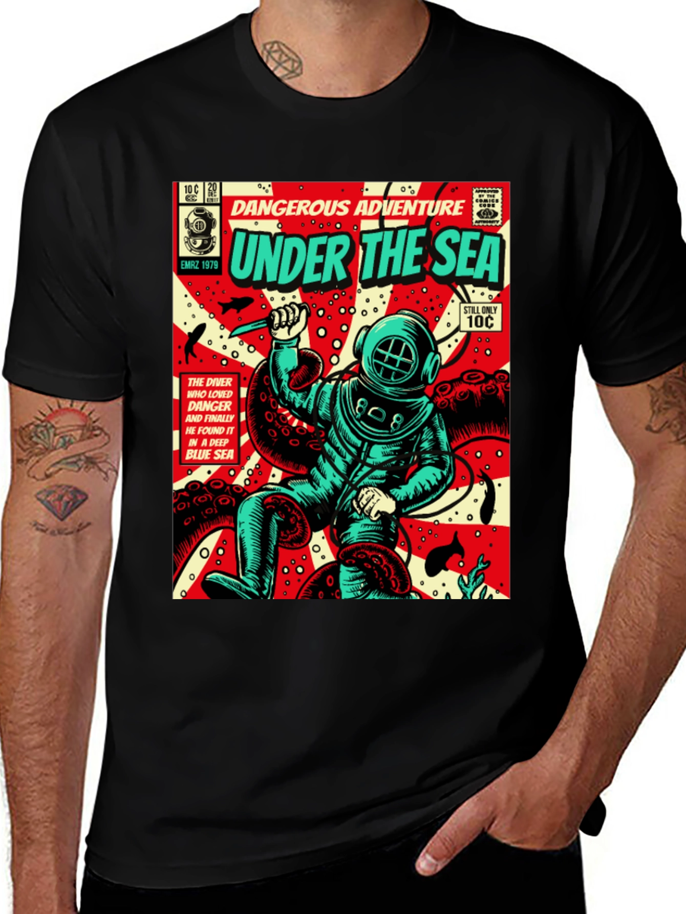 Variant 4 of Under the Sea Comic Diver T-Shirt