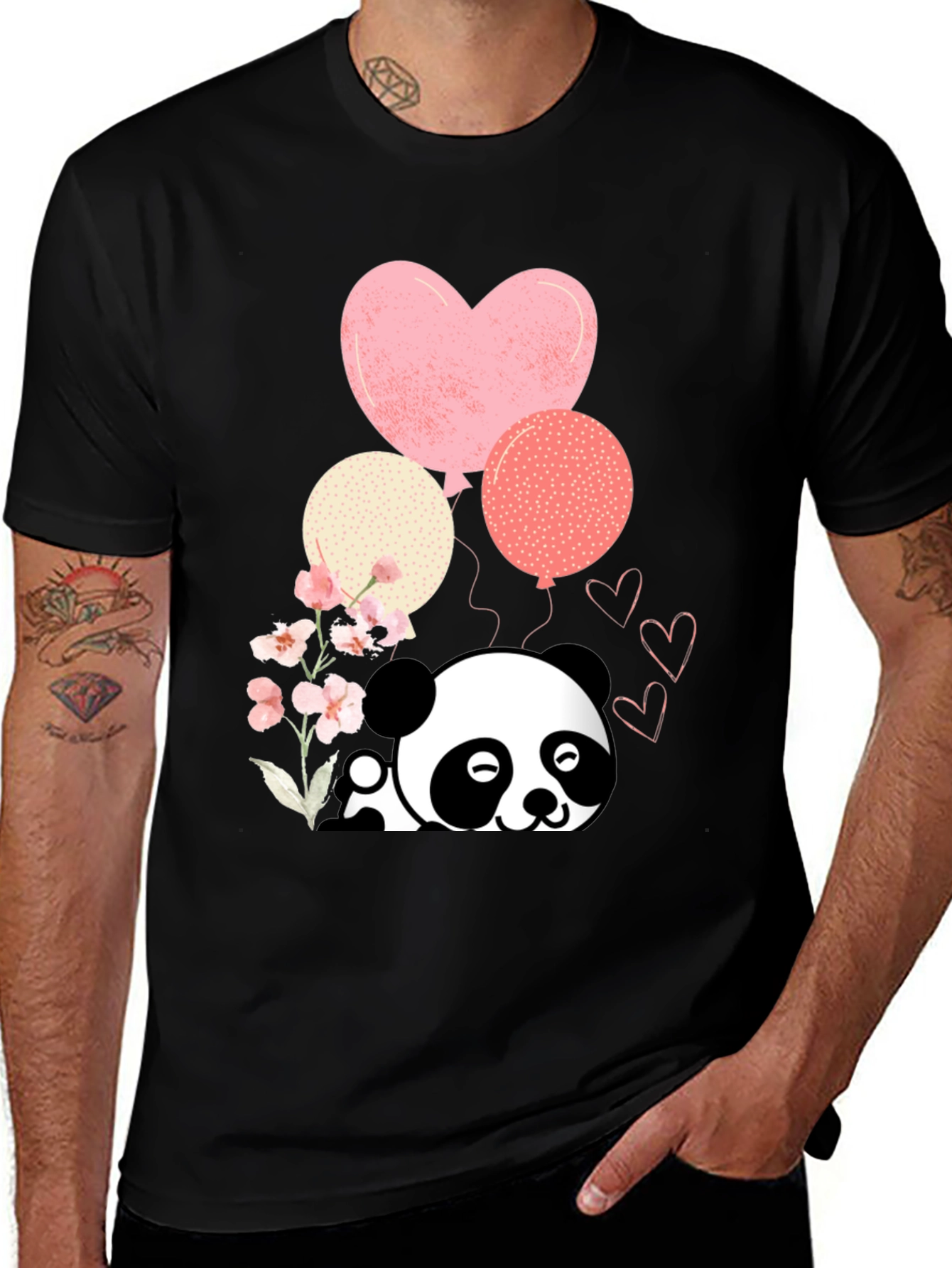 Variant 16 of Cute Panda & Balloons Graphic Tee