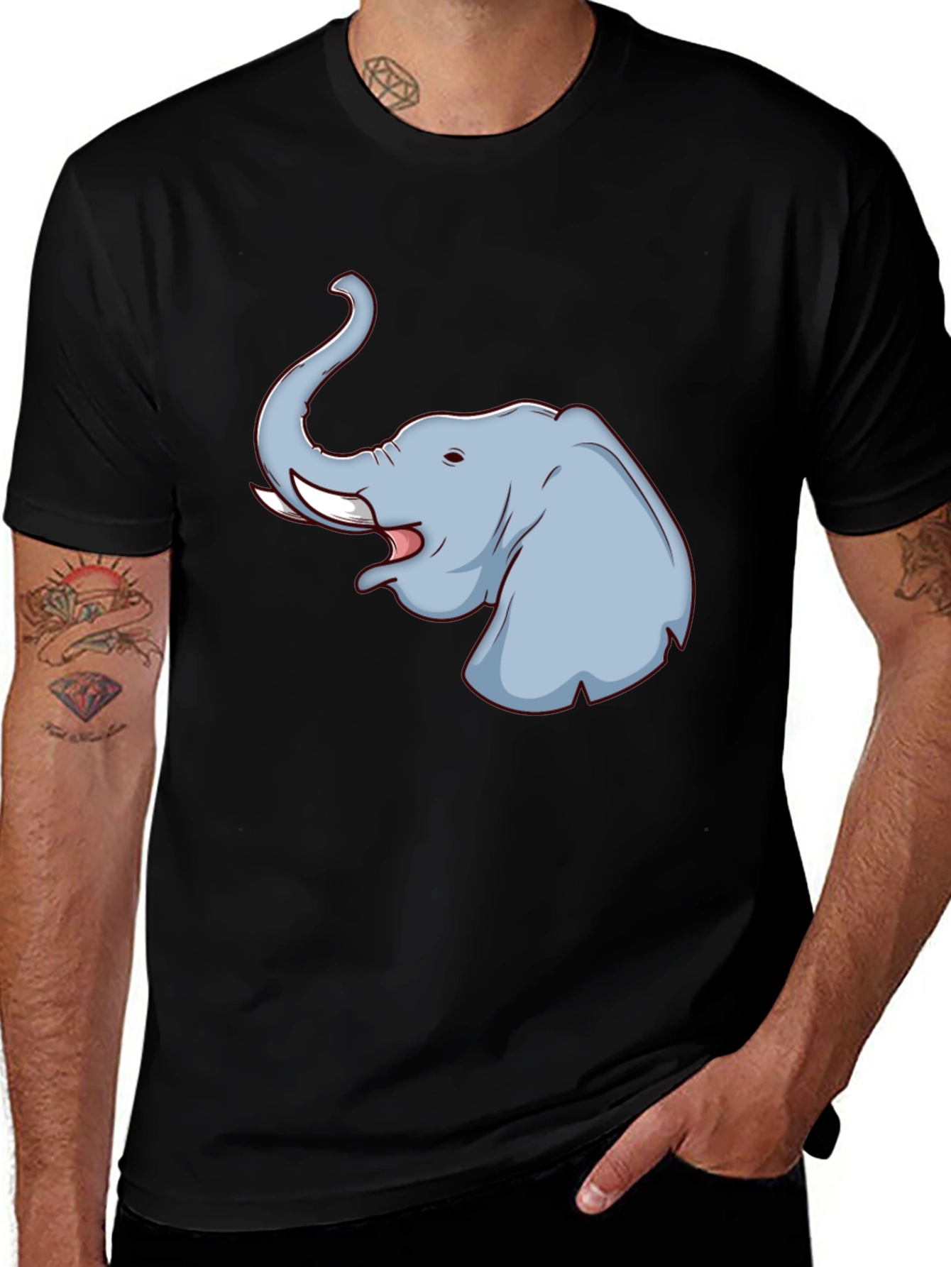 Variant 29 of Elephant Graphic T-Shirt - Black Cotton Tee