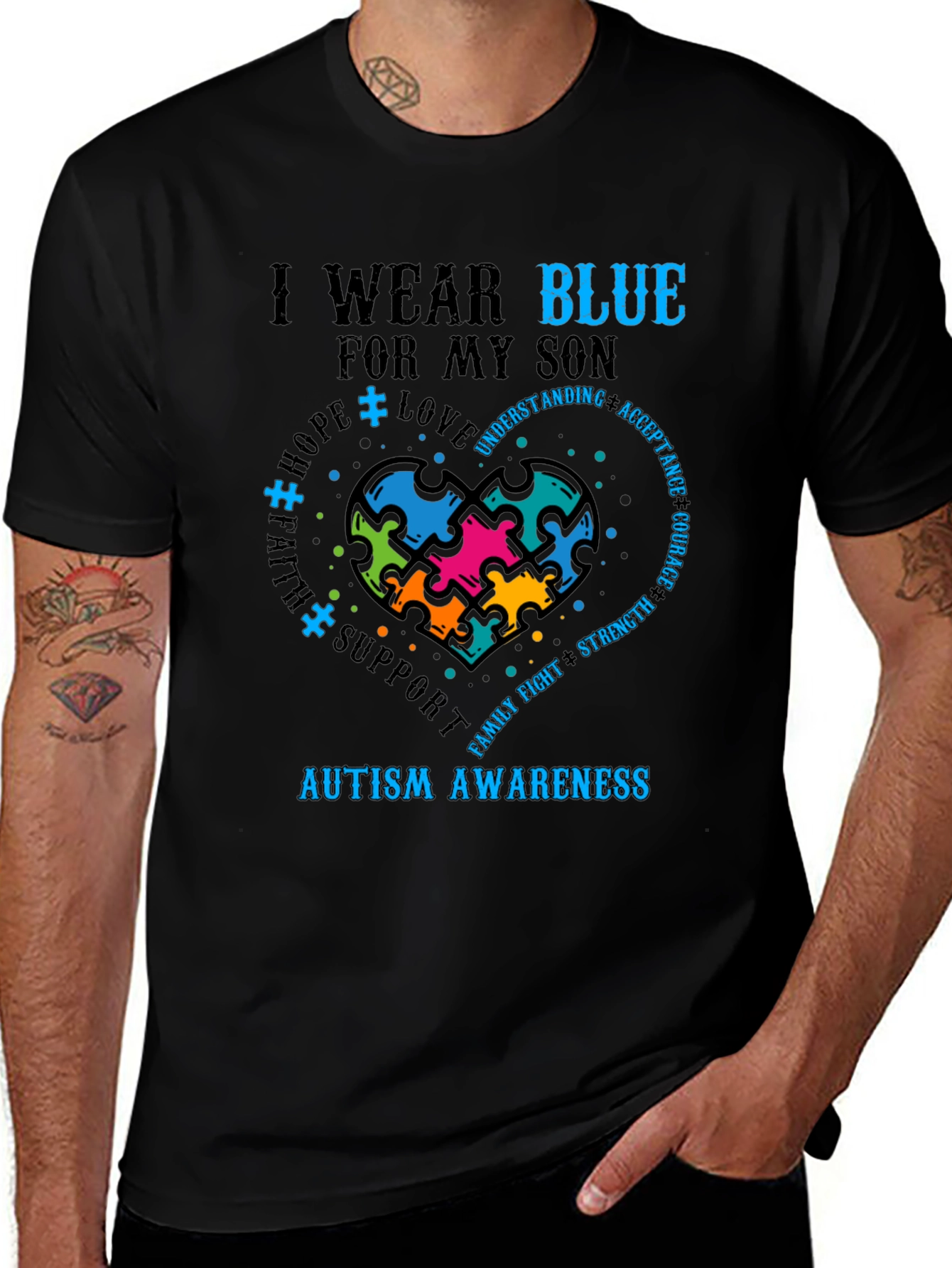 Autism Awareness T-Shirt I Wear Blue For My Son