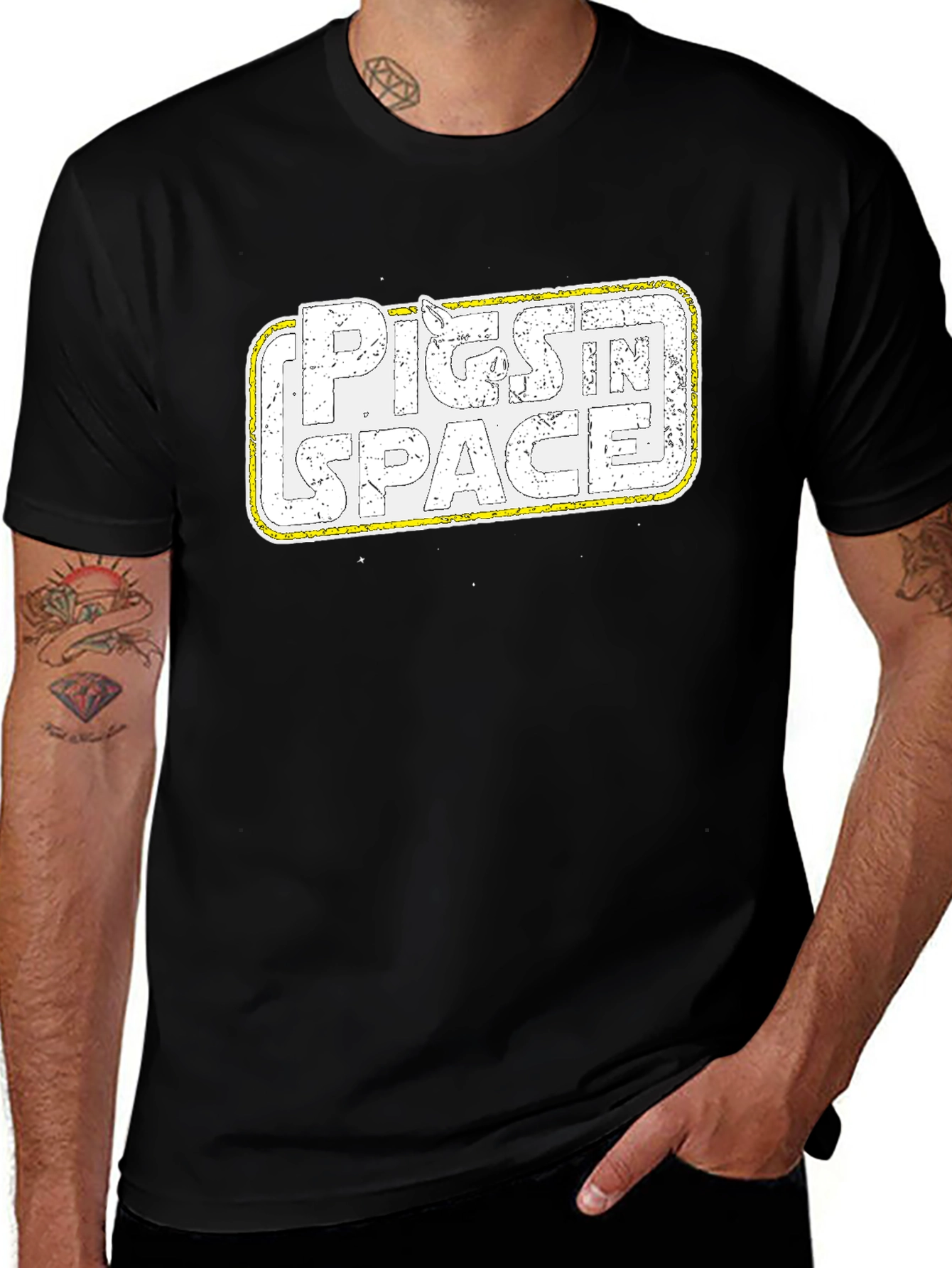 Pigs in Space Graphic T-Shirt - Cool Retro Design