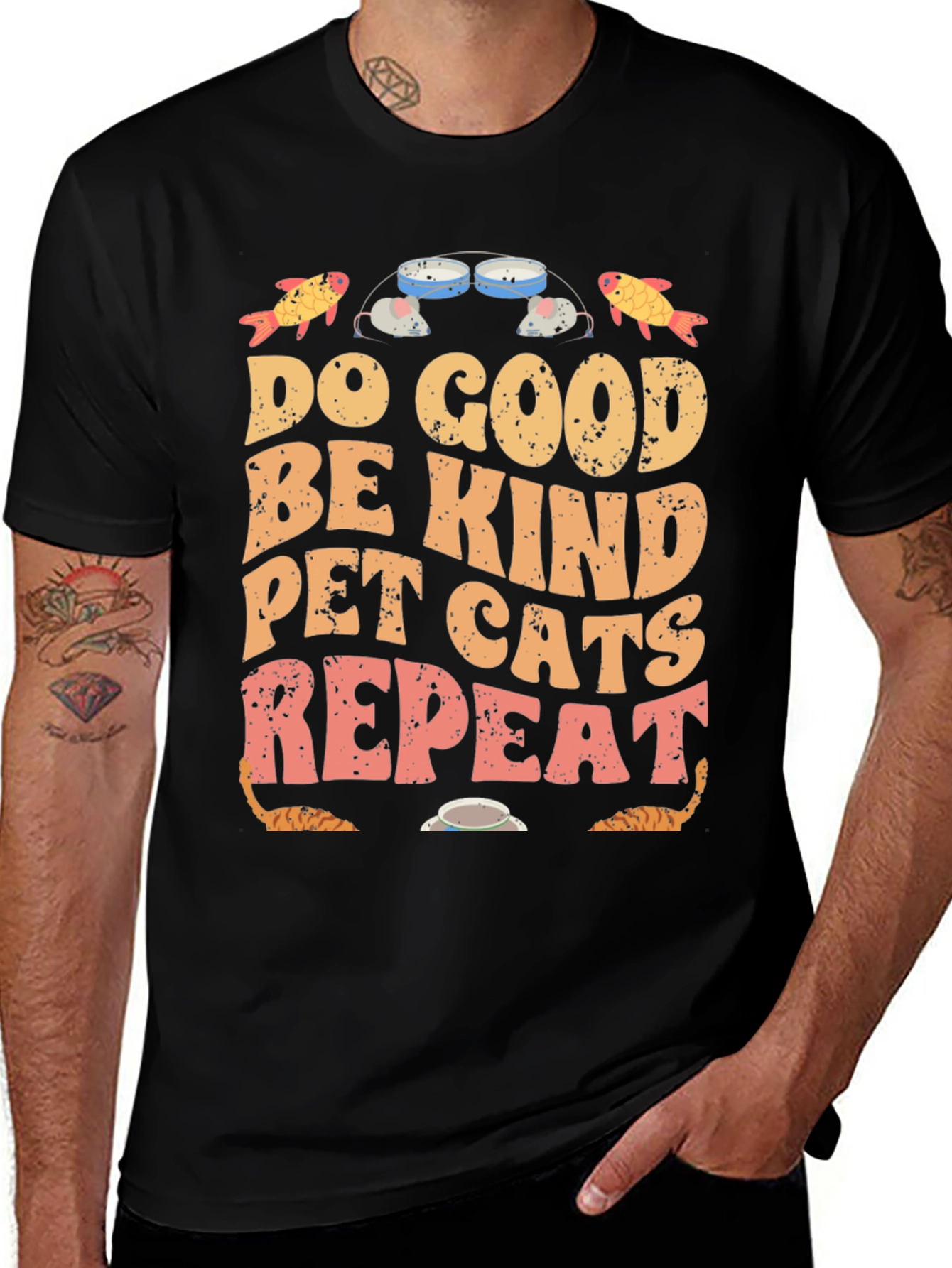 Variant 21 of Do Good Be Kind Pet Cats Repeat T-Shirt