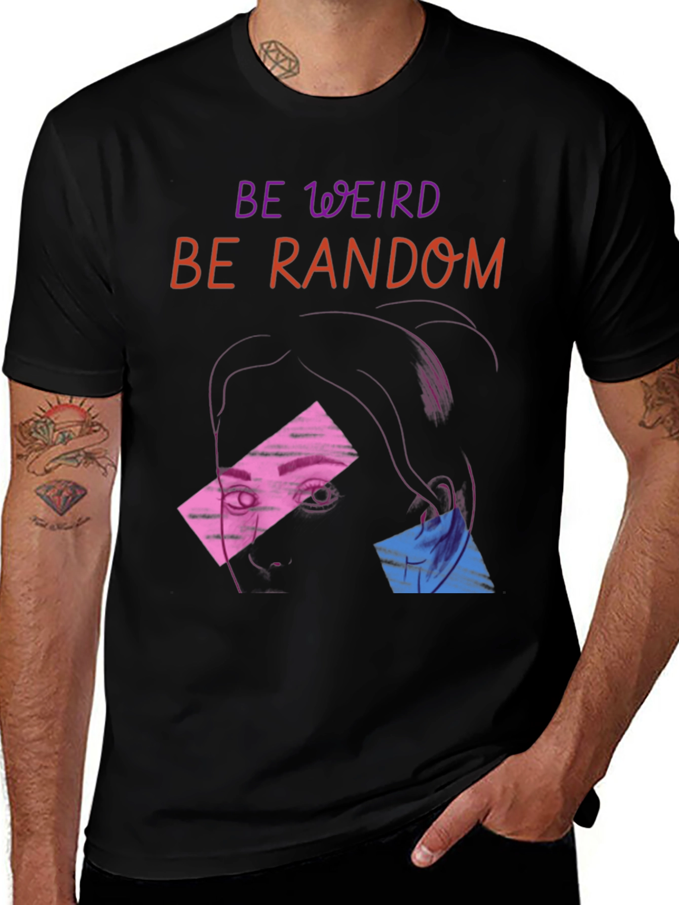 Variant 30 of Be Weird, Be Random Black Graphic Tee