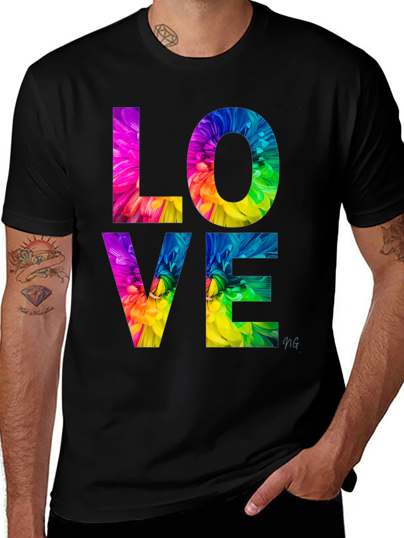 Variant 2 of Colorful Floral Love T-Shirt
