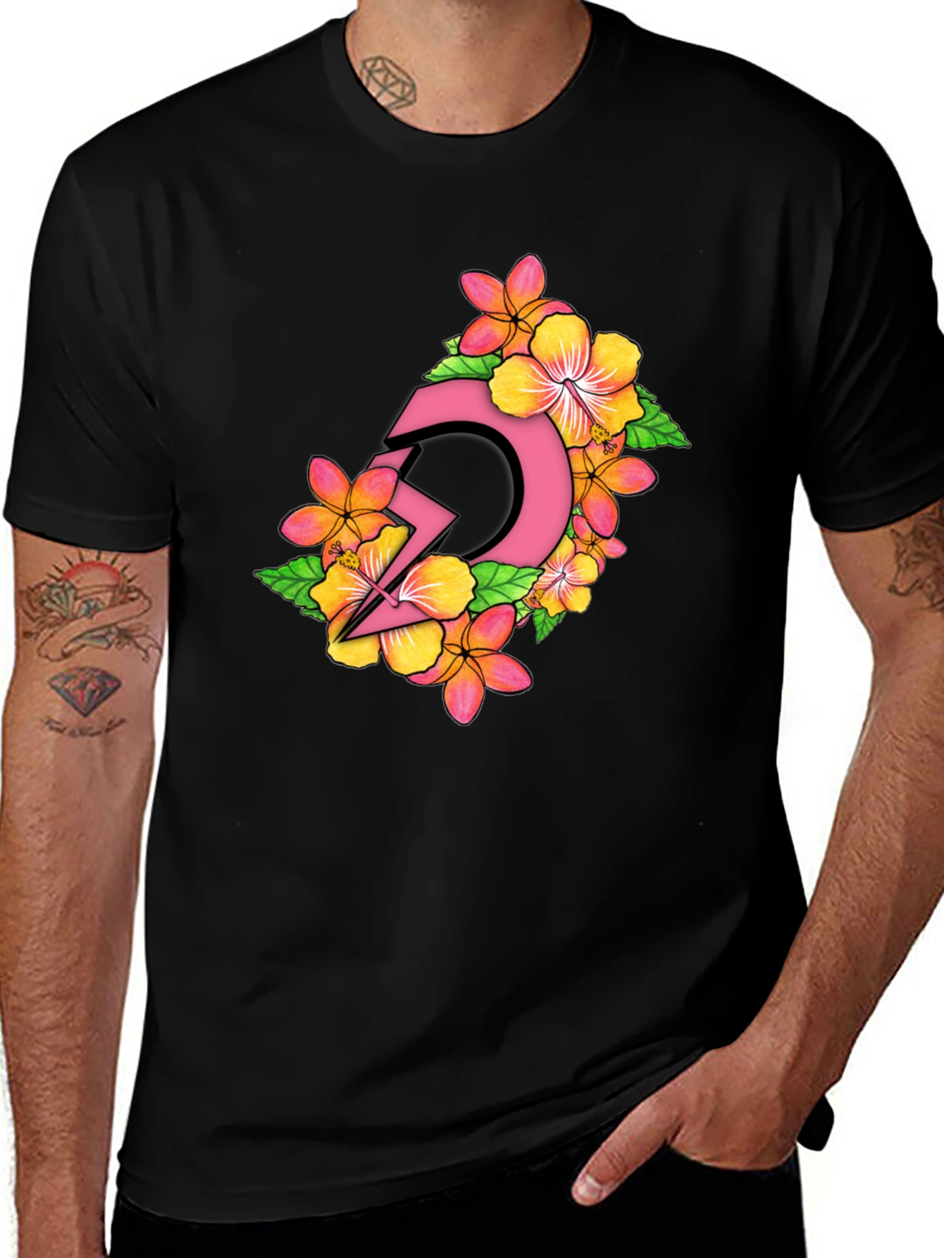 Variant 23 of Floral Logo Black Tee