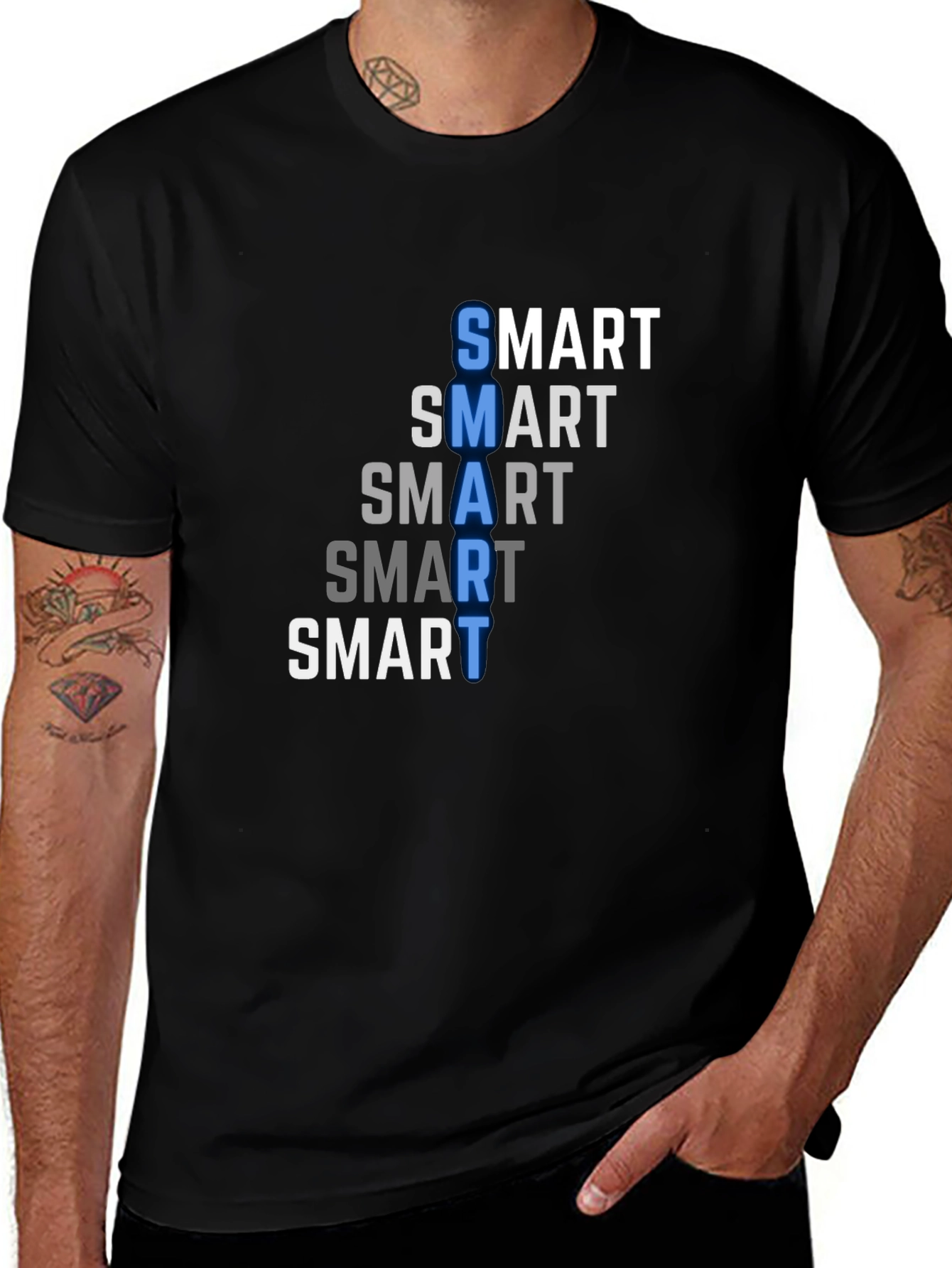 Variant 27 of SMART Graphic Print T-Shirt - Black Cotton Tee