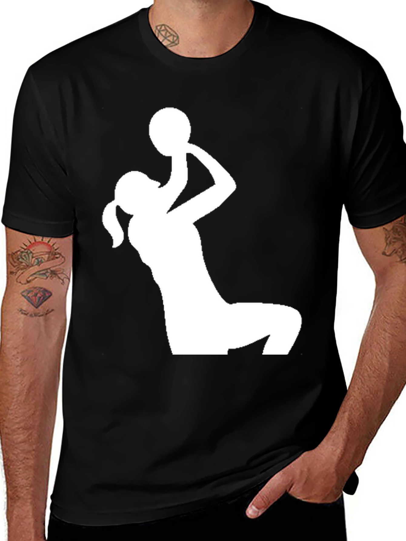 Variant 14 of Netball Player Graphic T-Shirt - Black