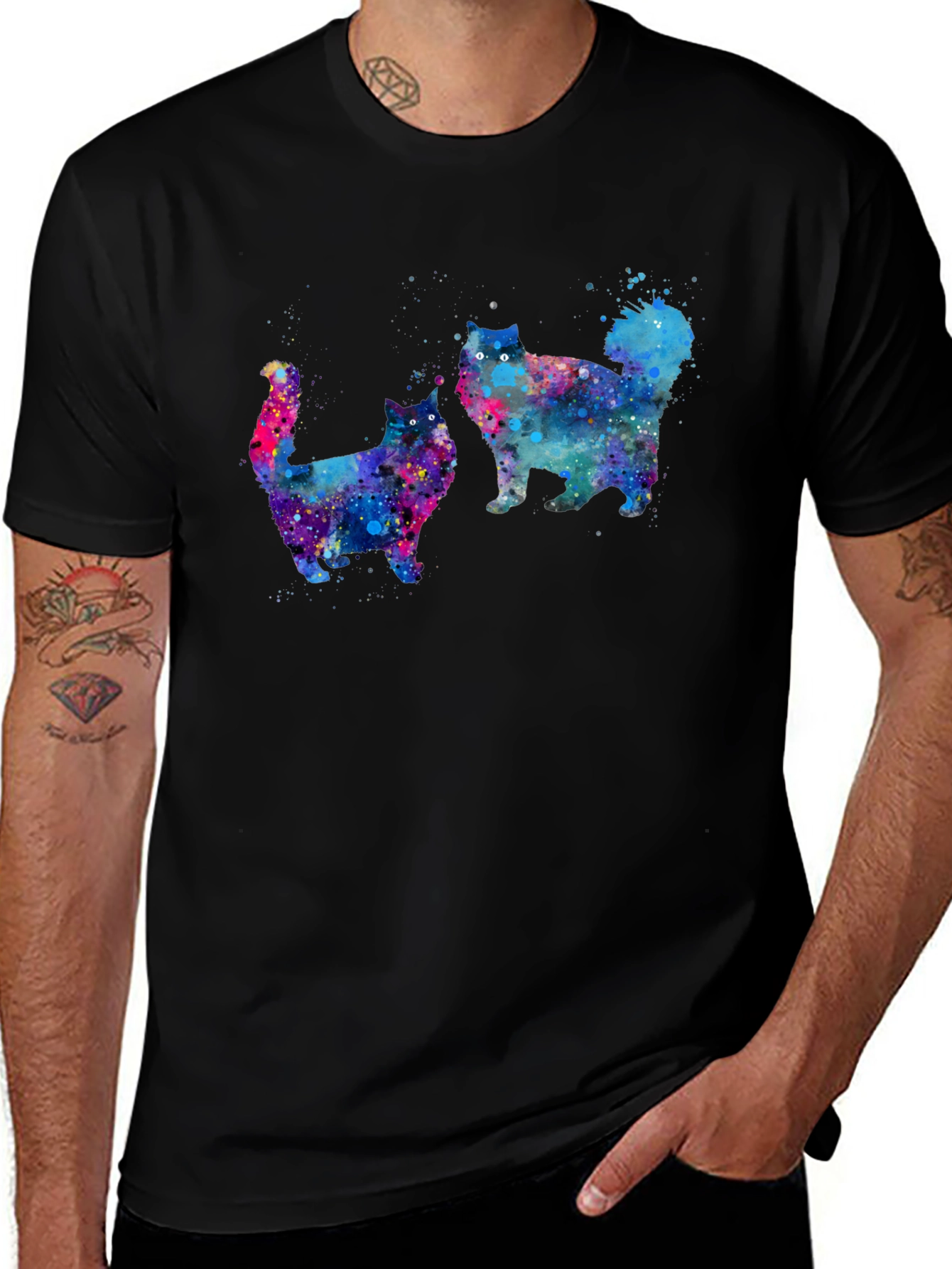 Variant 16 of Galaxy Cats Black T-Shirt