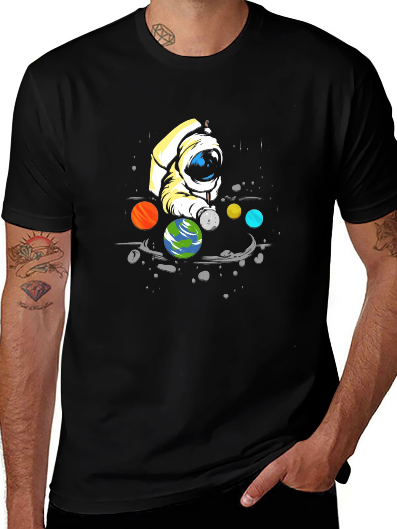 Variant 15 of Astronaut Planets Graphic T-Shirt - Cosmic Style