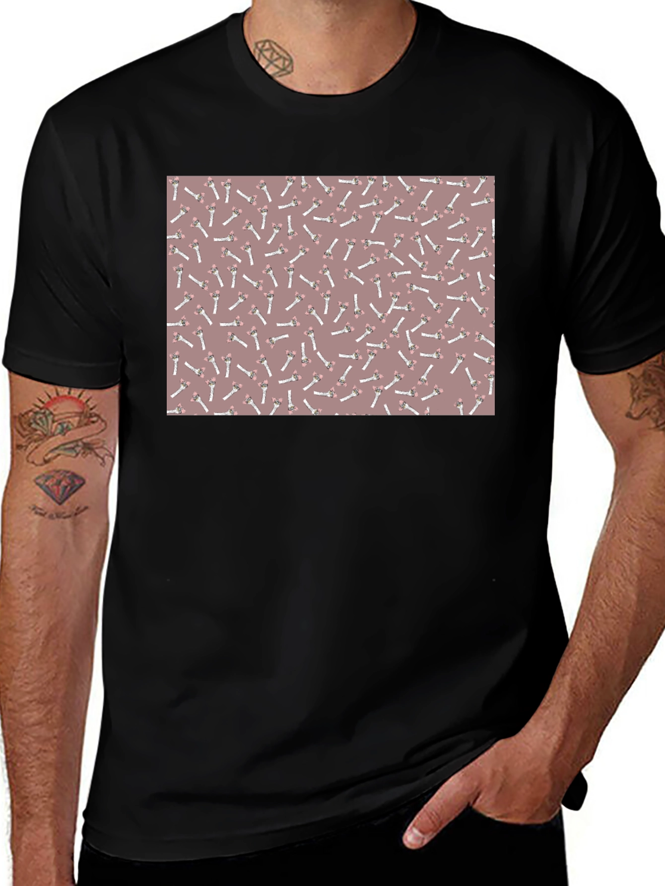 Variant 14 of Novelty Witch Broomstick Pattern T-Shirt