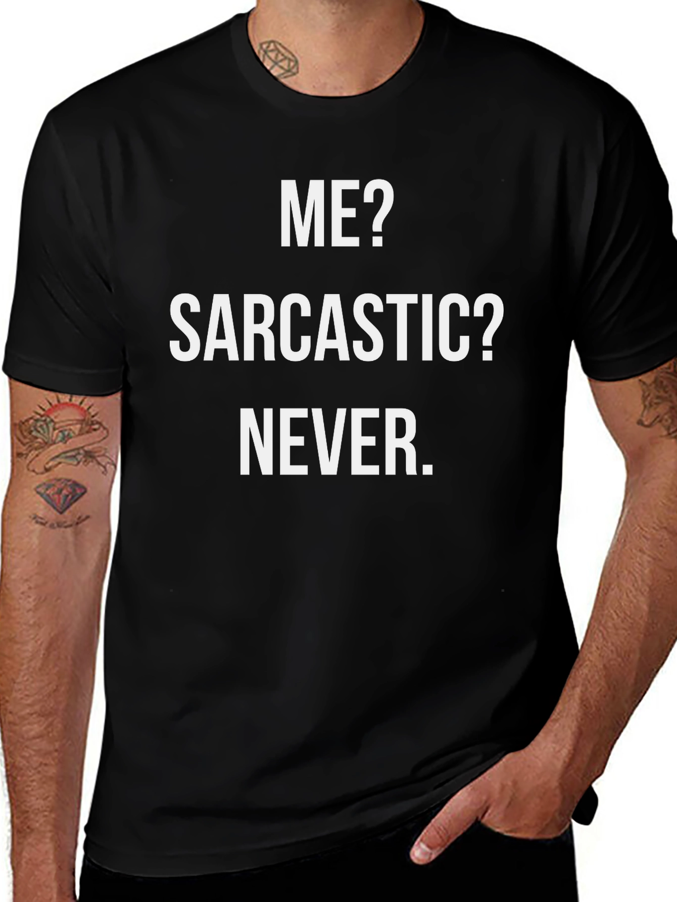 Variant 8 of Sarcastic Never Men's Black T-Shirt